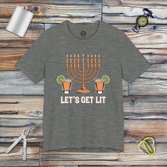 Tavern and Trail T-Shirt Let's Get Lit Hanukkah T-Shirt Deep Heather / S