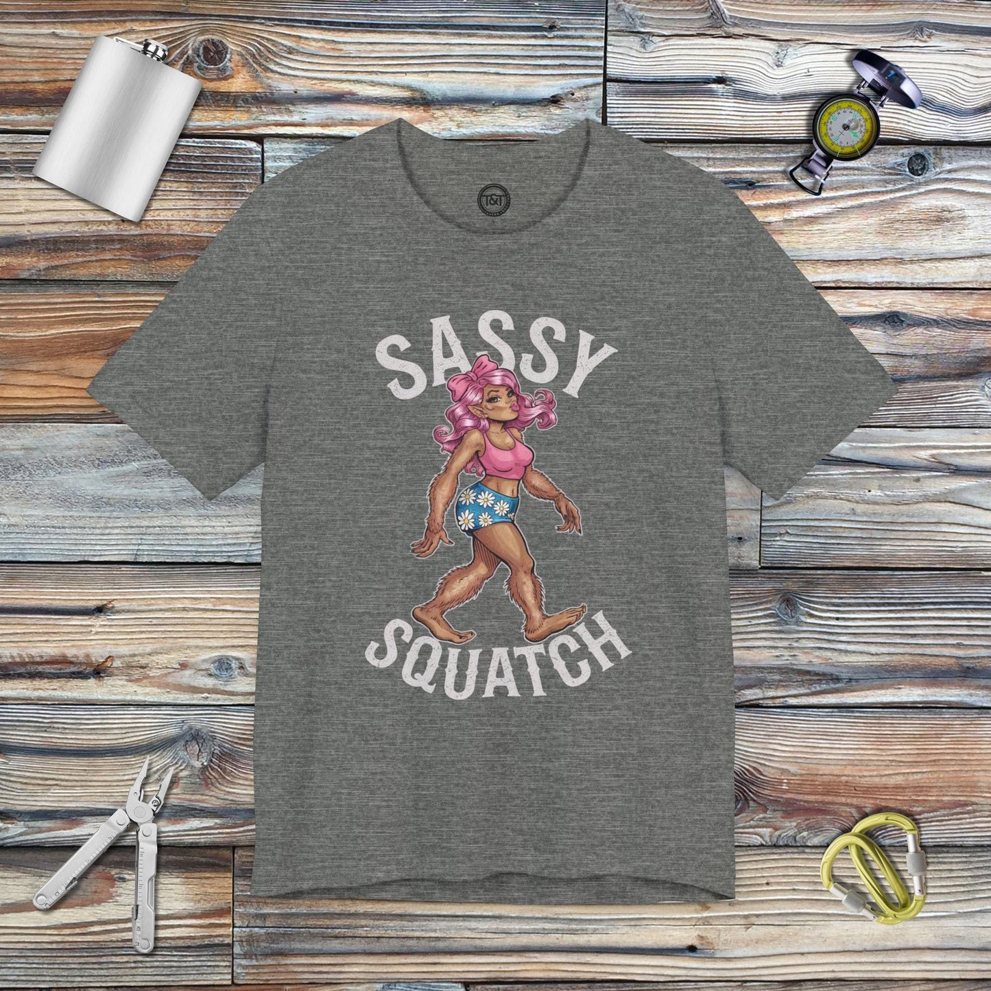 Tavern and Trail T-Shirt Sassy Squatch T-Shirt Deep Heather / S