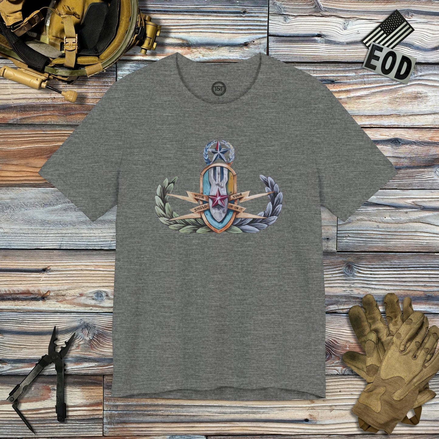 Tavern and Trail T-Shirt With Your Shield Crab T-Shirt Deep Heather / S