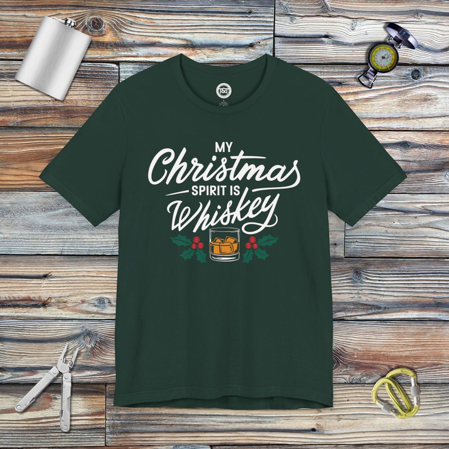 Tavern and Trail T-Shirt Christmas Whiskey T-Shirt Forest / S