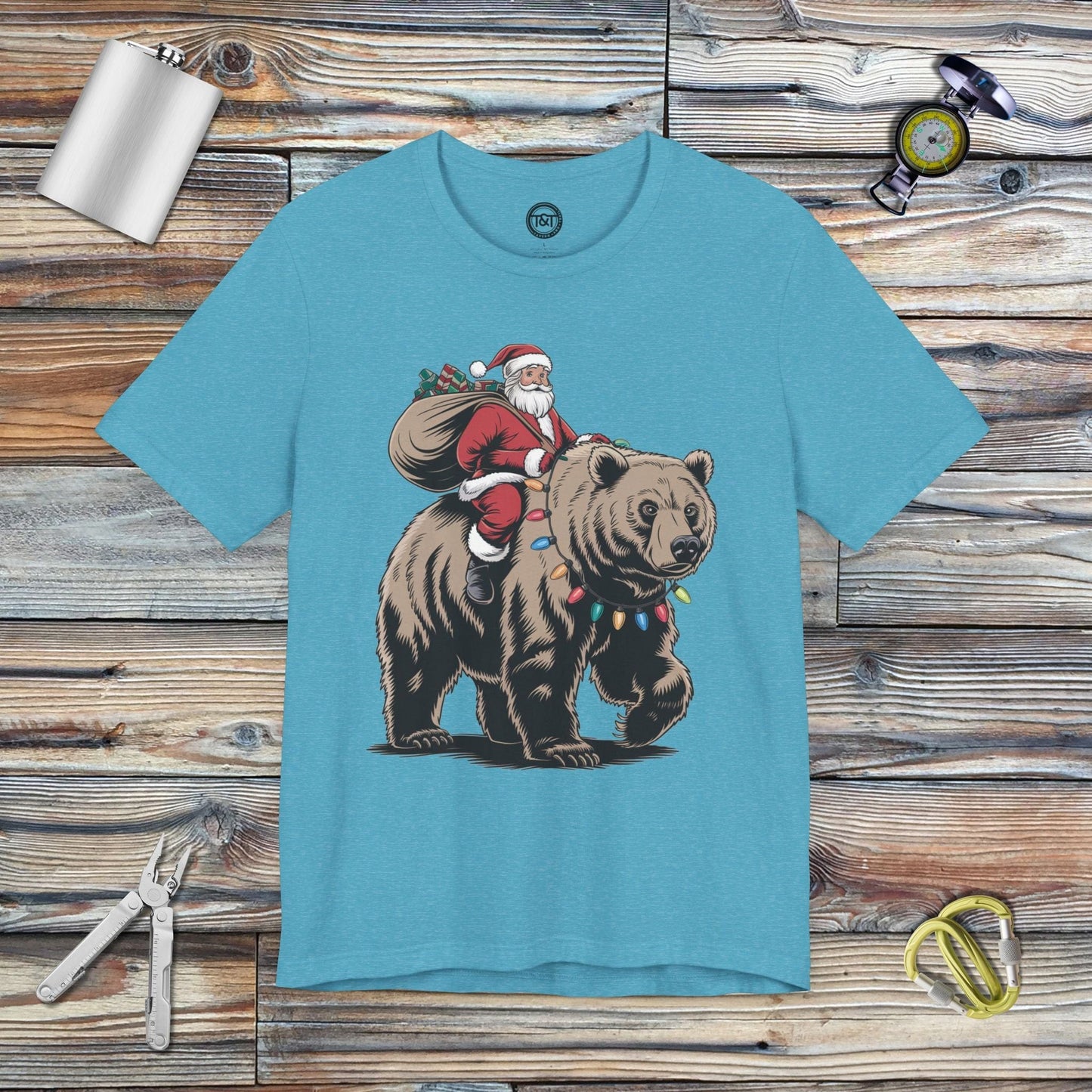 Tavern and Trail T-Shirt Grizzly Clause T-Shirt Heather Aqua / S