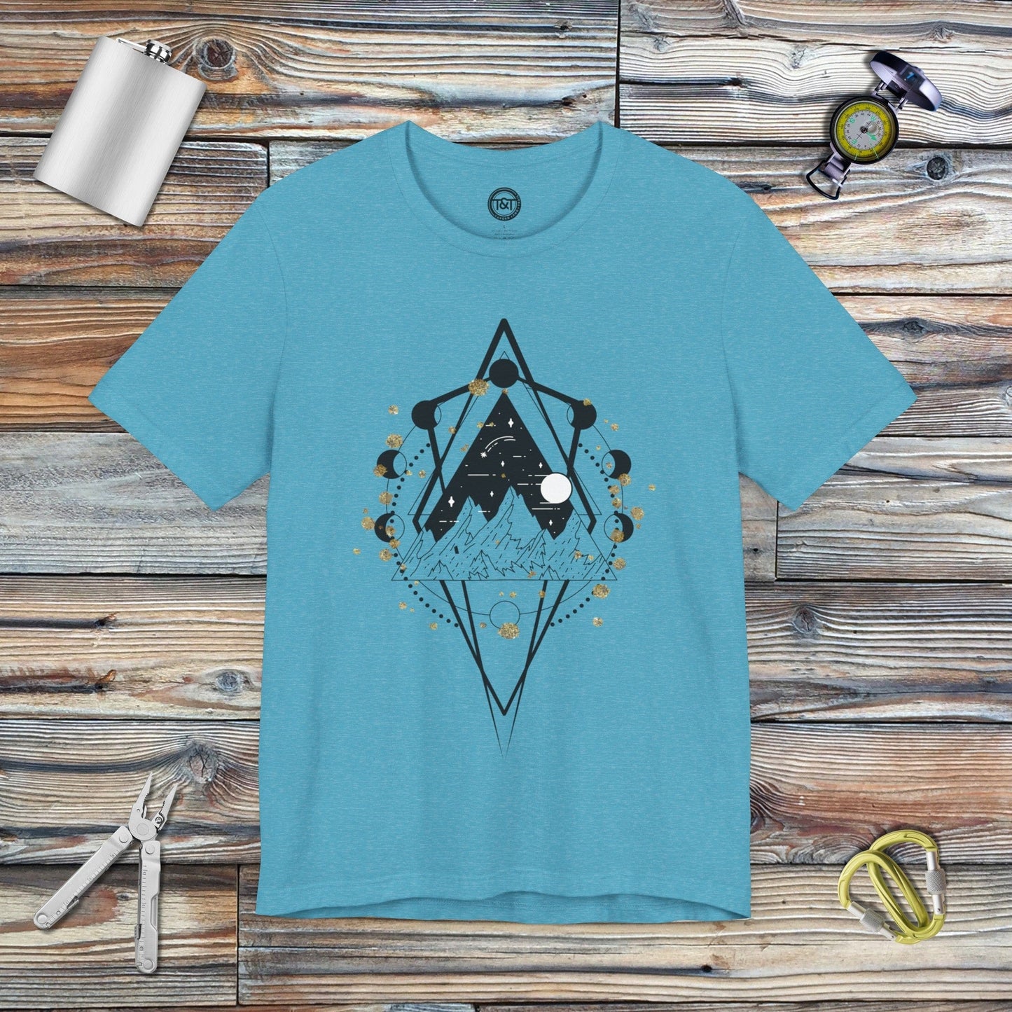 Tavern and Trail T-Shirt Moon Mountains T-Shirt Heather Aqua / S