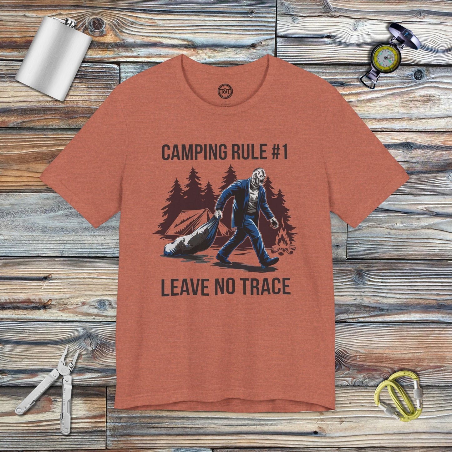 Tavern and Trail T-Shirt Camping Rule #1 T-Shirt Heather Clay / S