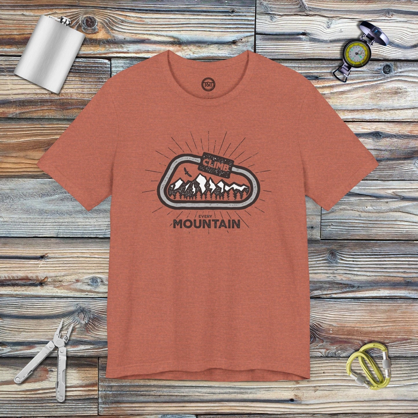 Tavern and Trail T-Shirt Carabiner Mountains T-Shirt Heather Clay / S