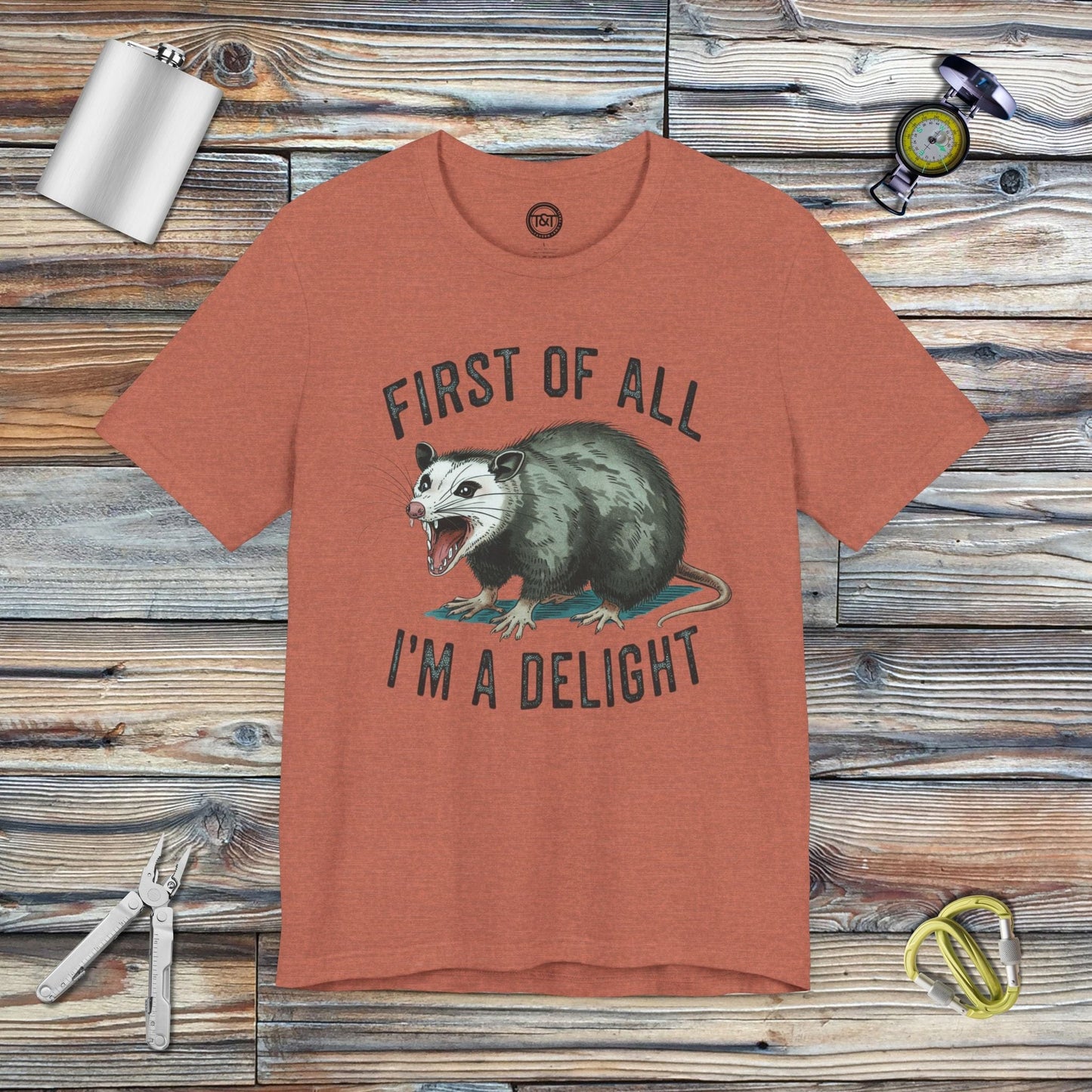 Tavern and Trail T-Shirt Delightful Possum T-Shirt Heather Clay / S