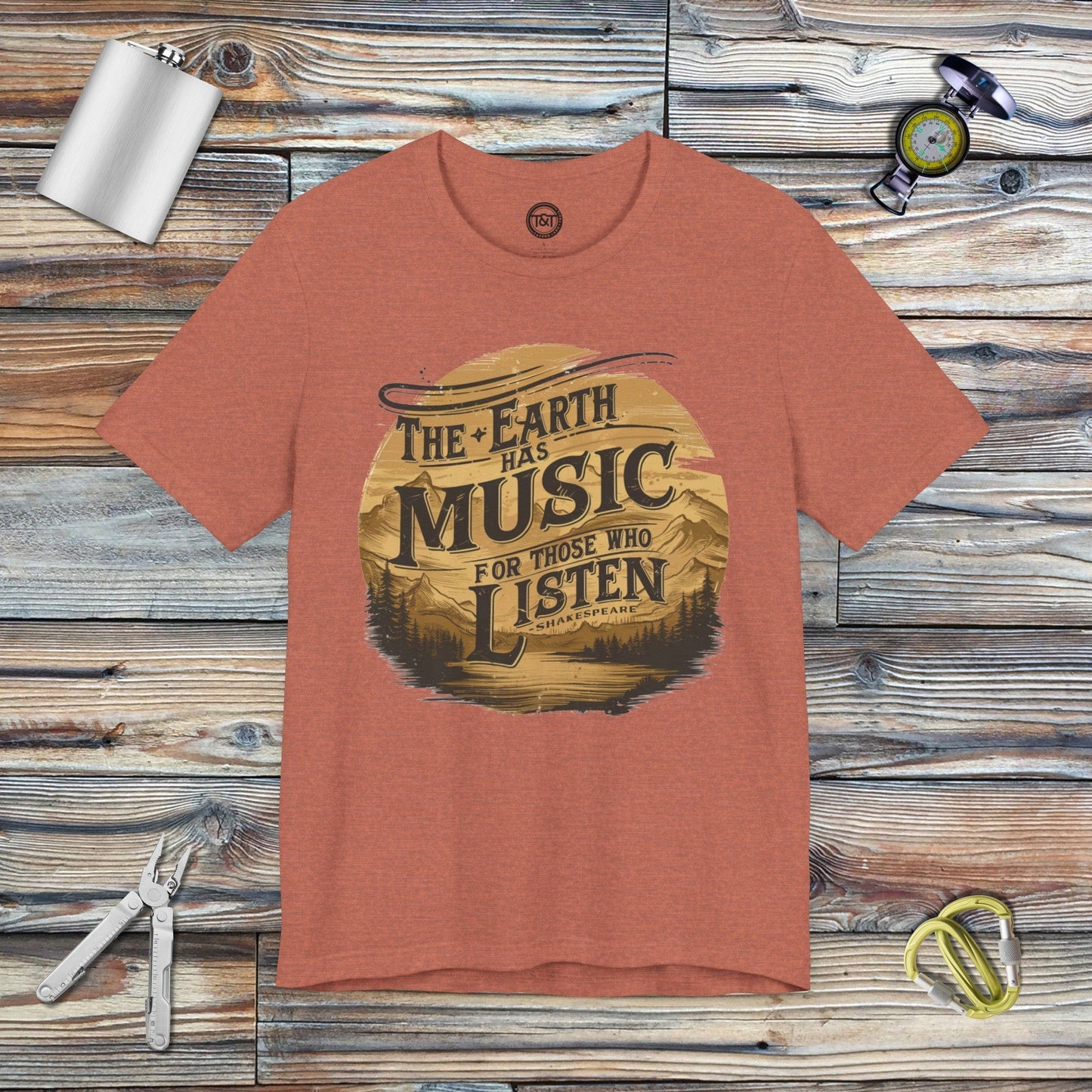 Tavern and Trail T-Shirt Earth's Music T-Shirt Heather Clay / S