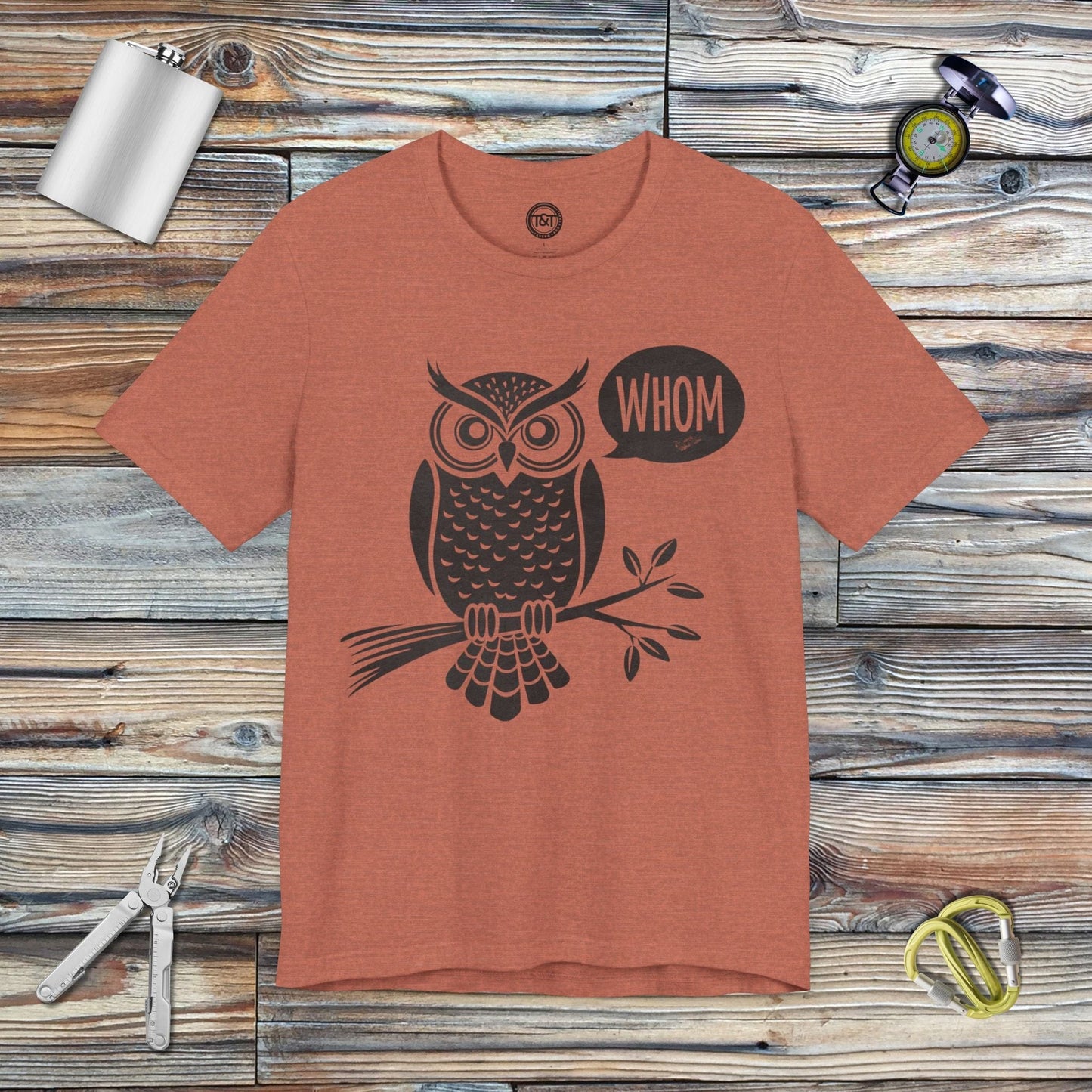 Tavern and Trail T-Shirt Grammar Owl T-Shirt Heather Clay / S