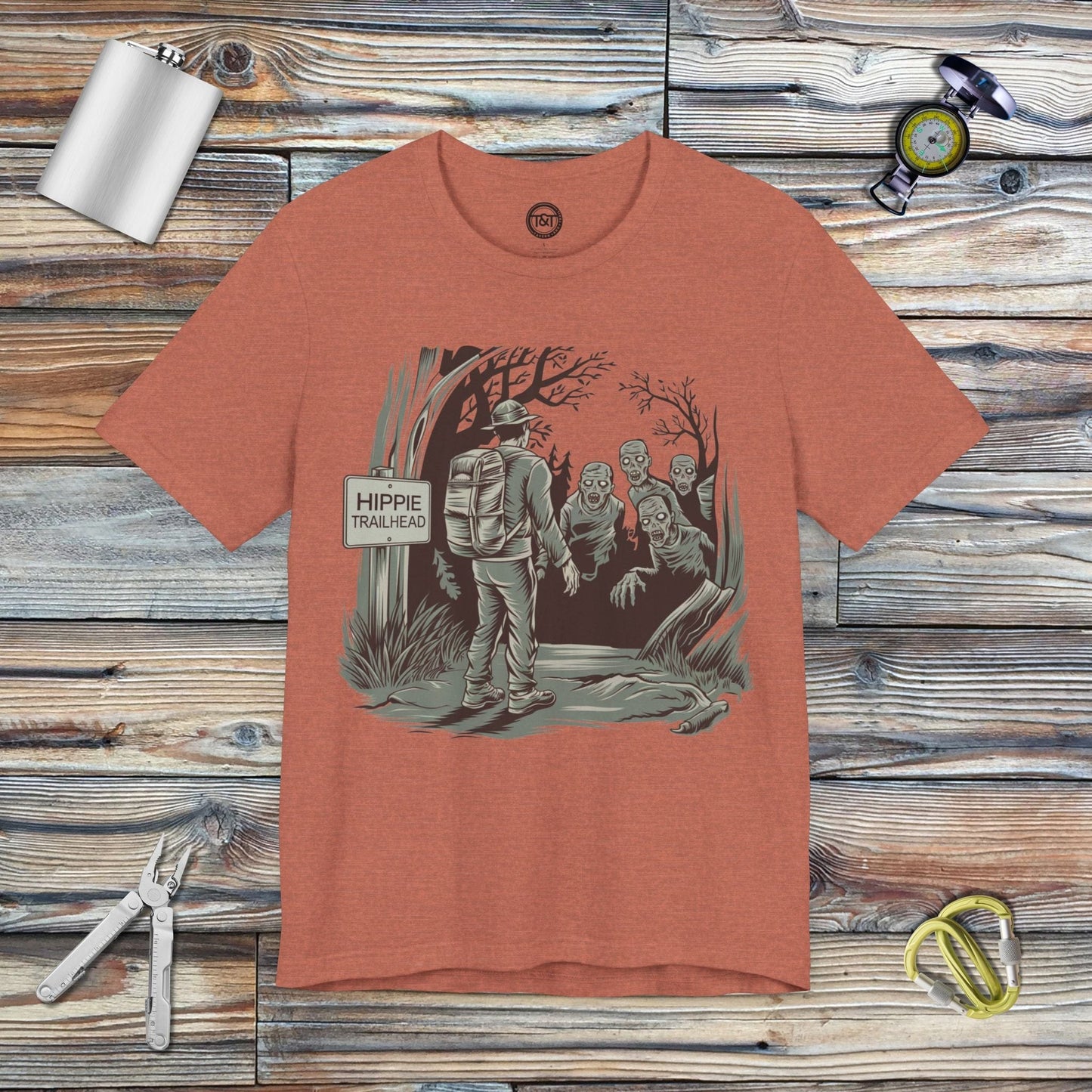 Tavern and Trail T-Shirt Hippie Trailhead T-Shirt Heather Clay / S