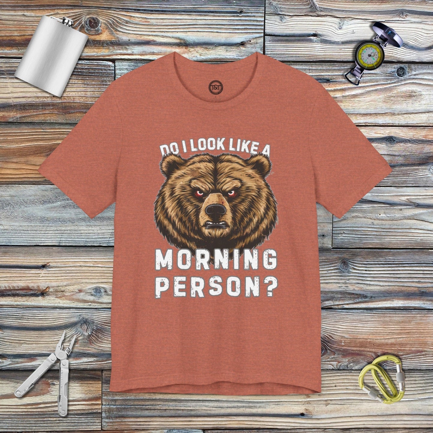 Tavern and Trail T-Shirt Morning Person T-Shirt Heather Clay / S