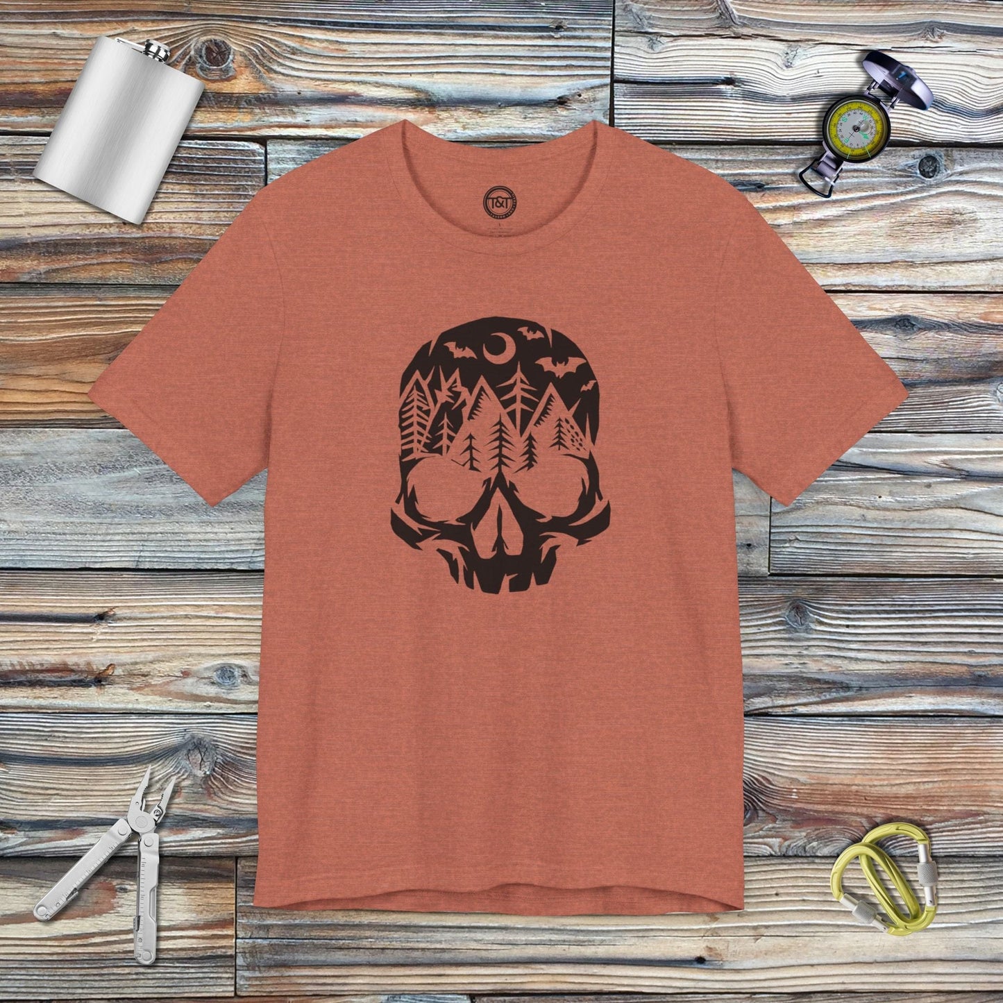 Tavern and Trail T-Shirt Mountain Skull T-Shirt Heather Clay / S