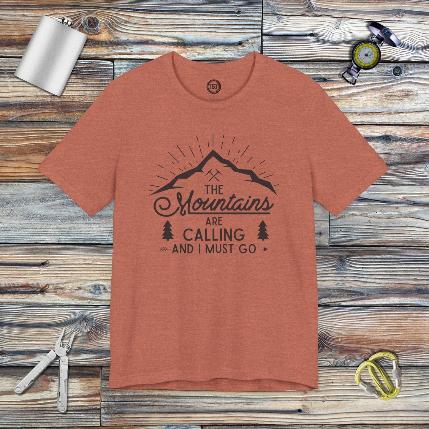 Tavern and Trail T-Shirt Mountains Calling T-Shirt Heather Clay / S