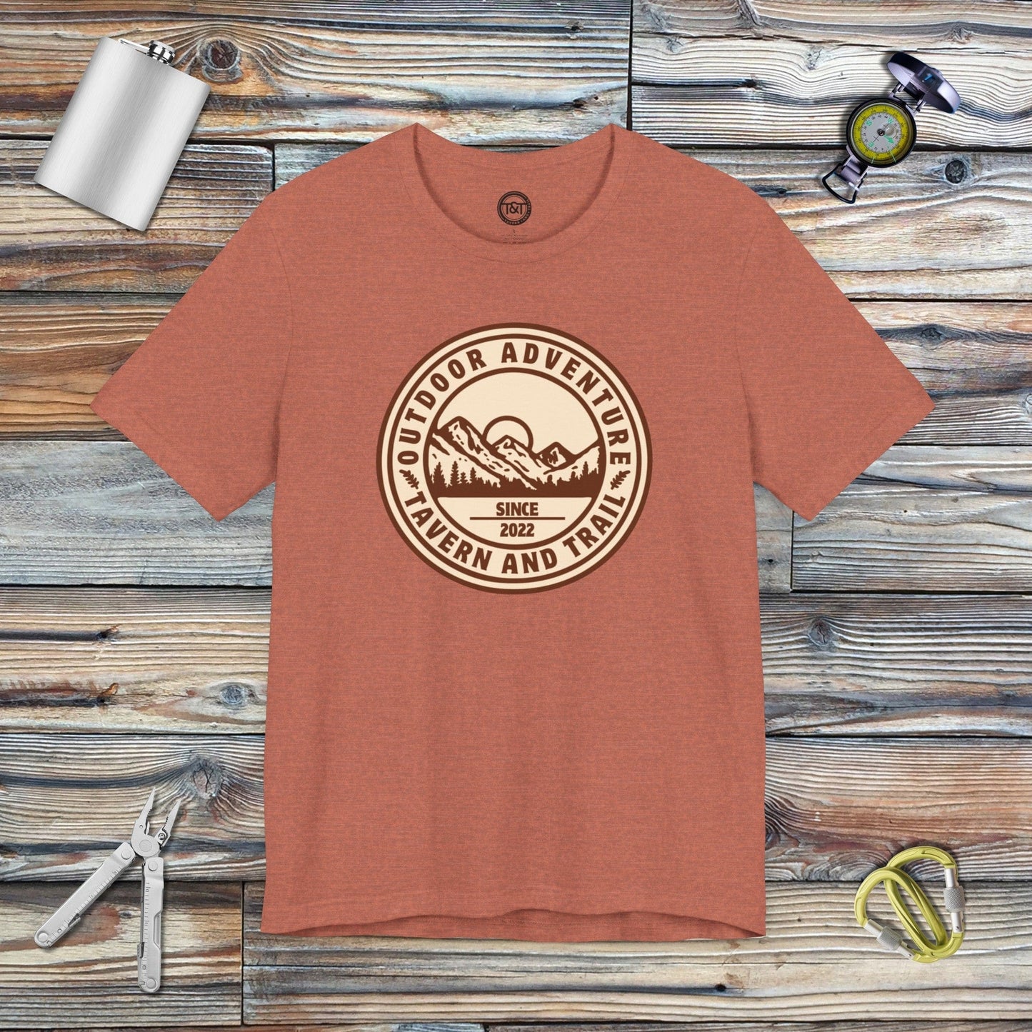 Tavern and Trail T-Shirt Outdoor Adventure Icon T-Shirt Heather Clay / S