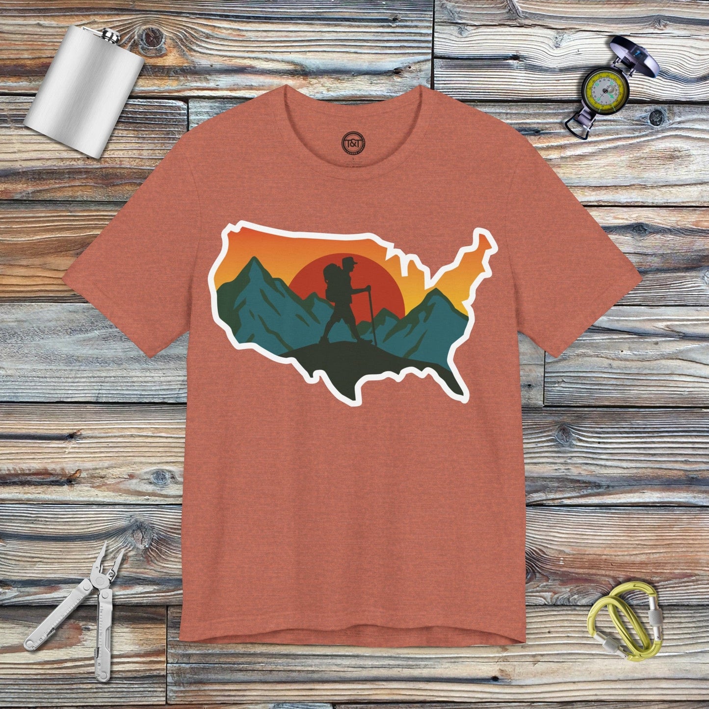 Tavern and Trail T-Shirt US Hiker T-Shirt Heather Clay / S