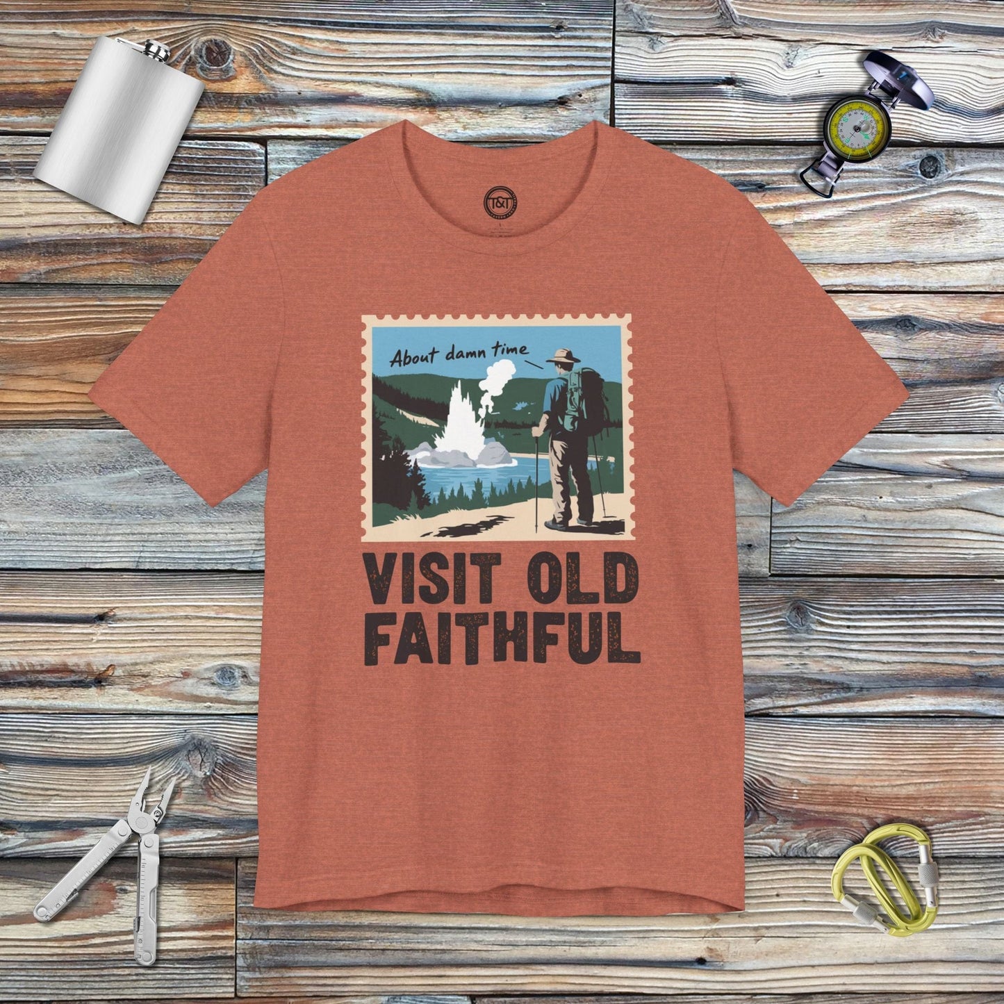 Tavern and Trail T-Shirt Visit Old Faithful T-Shirt Heather Clay / S