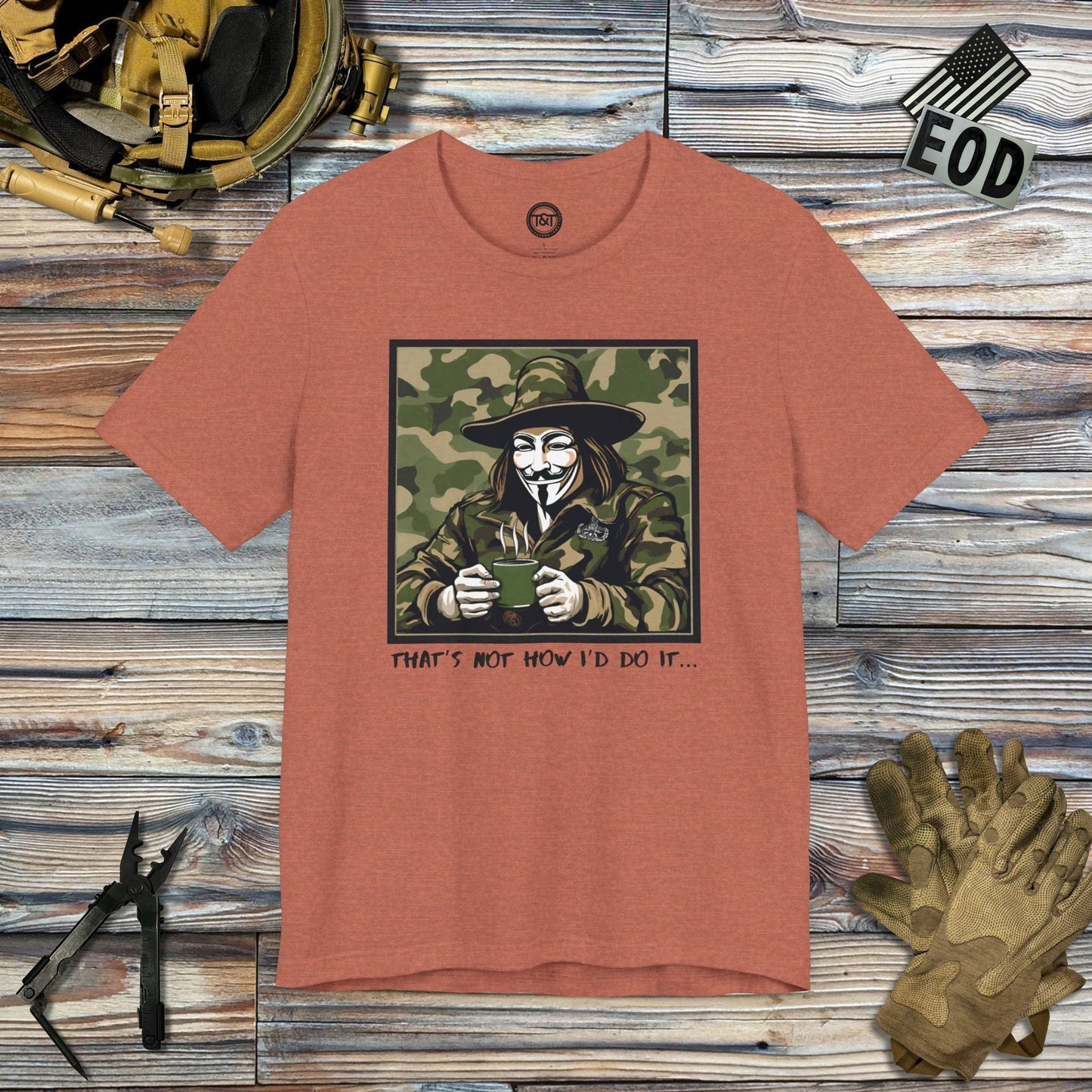 Tavern and Trail T-Shirt What the Fawkes Says (Camo) T-Shirt Heather Clay / S