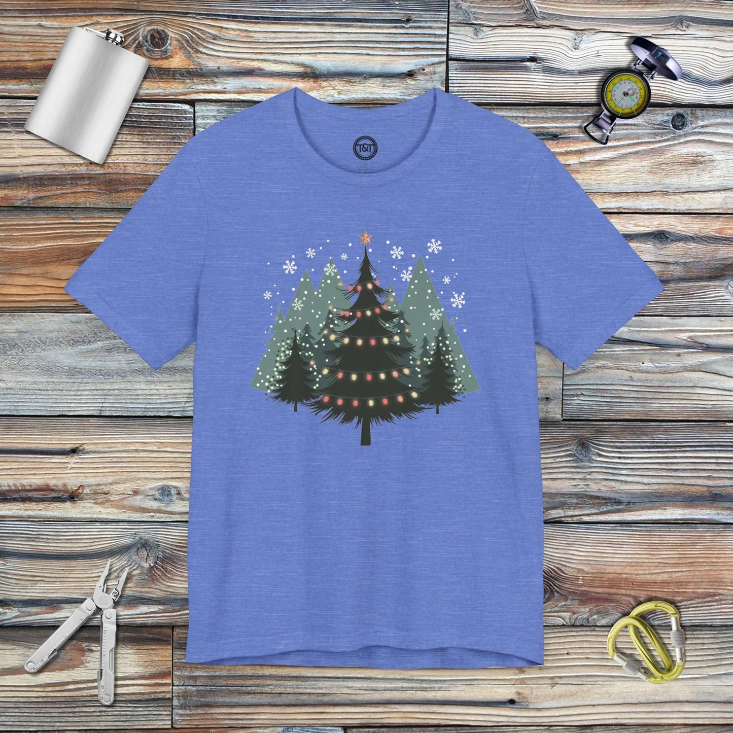 Tavern and Trail T-Shirt Christmas Tree Forest T-Shirt Heather Columbia Blue / S