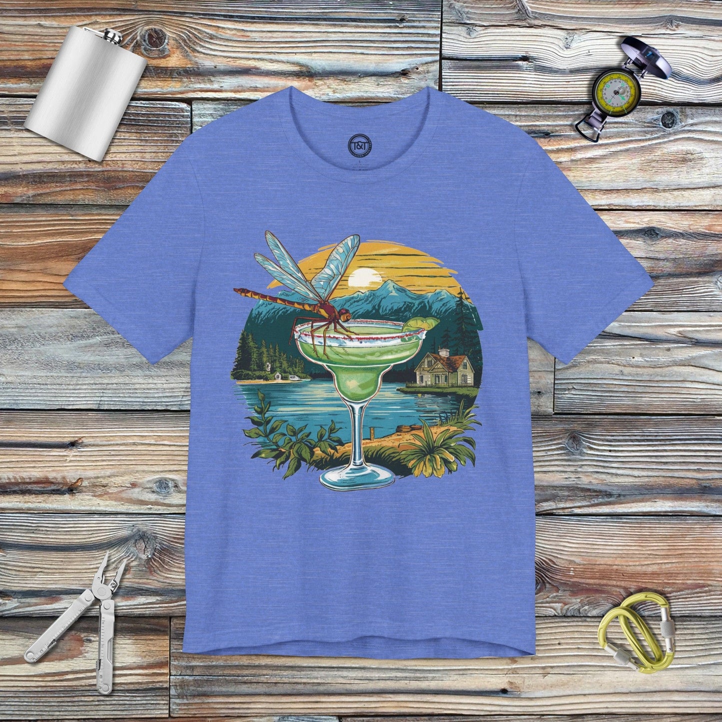 Tavern and Trail T-Shirt Dragonfly Marg T-Shirt Heather Columbia Blue / S