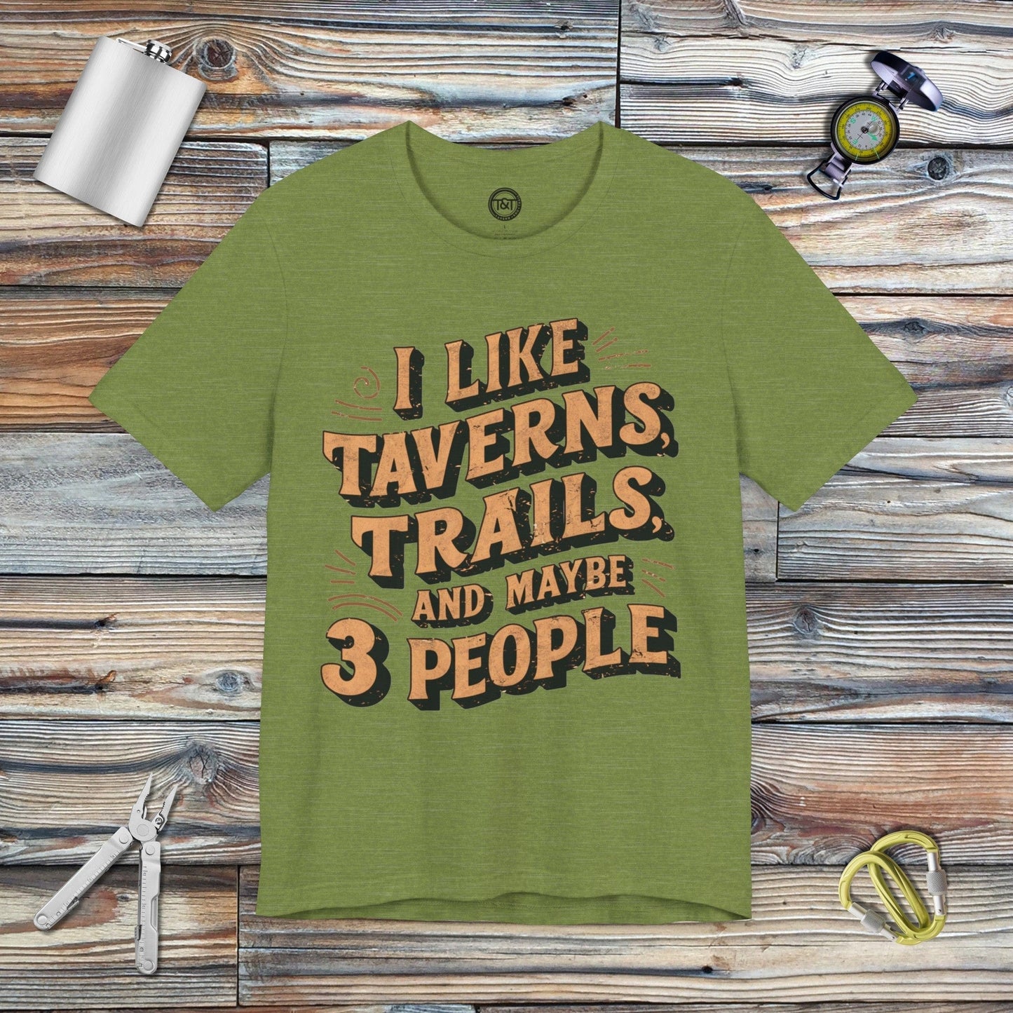 Tavern and Trail T-Shirt 3 People T-Shirt Heather Green / S