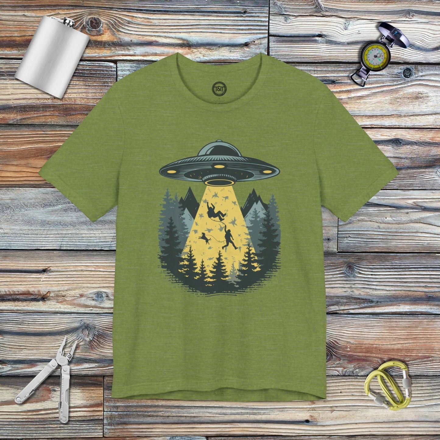 Tavern and Trail T-Shirt Beam Me Up T-Shirt Heather Green / S