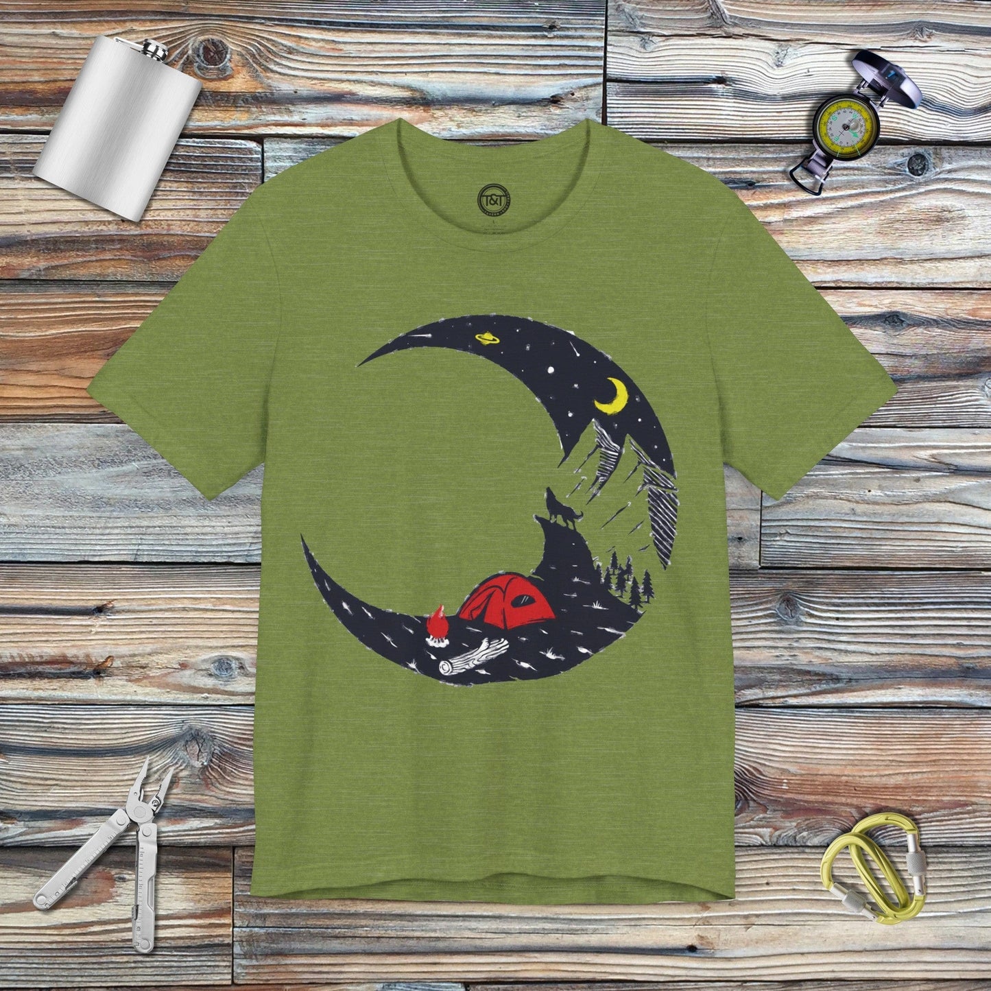 Tavern and Trail T-Shirt Camper's Moon T-Shirt Heather Green / S