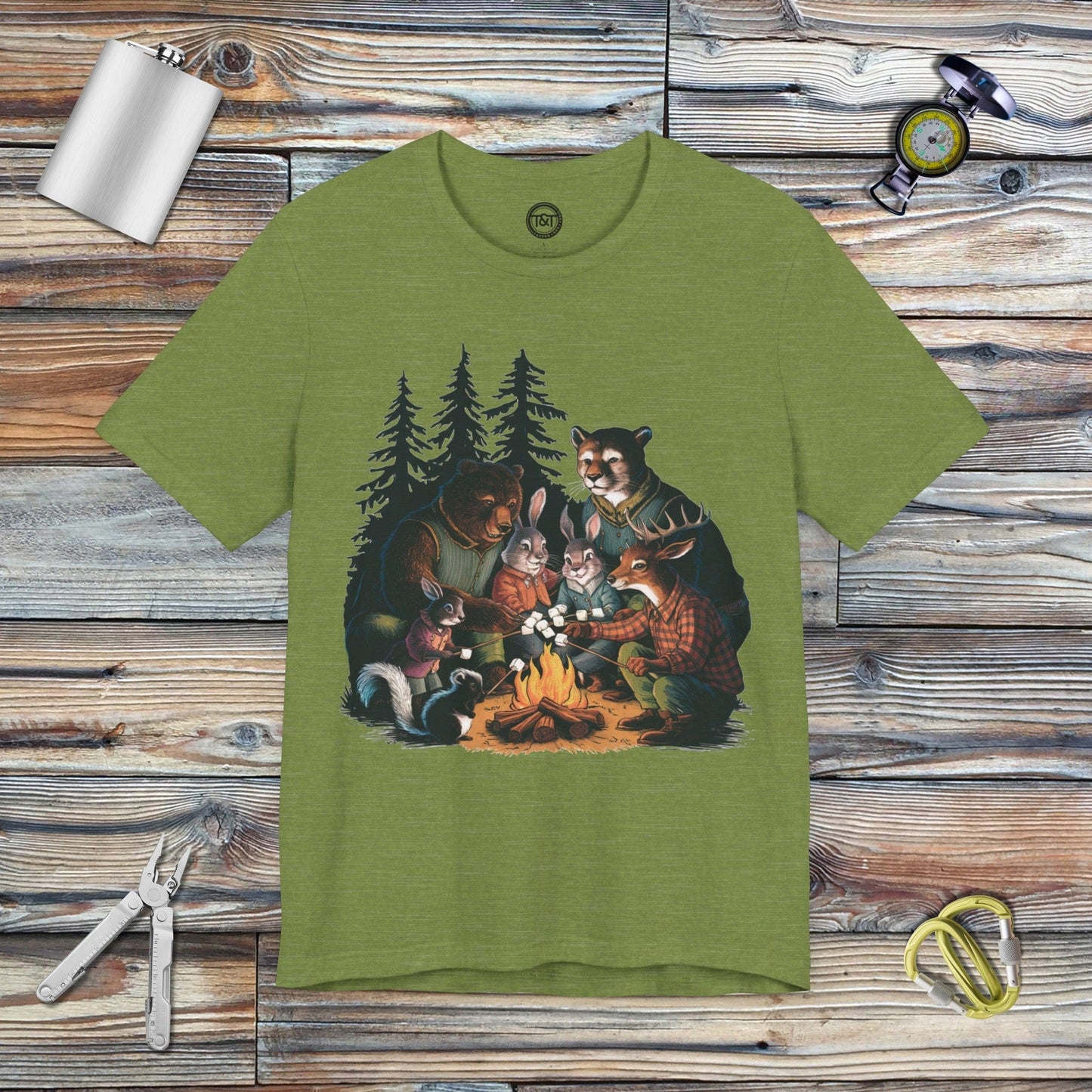 Tavern and Trail T-Shirt Campfire Tails T-Shirt Heather Green / S