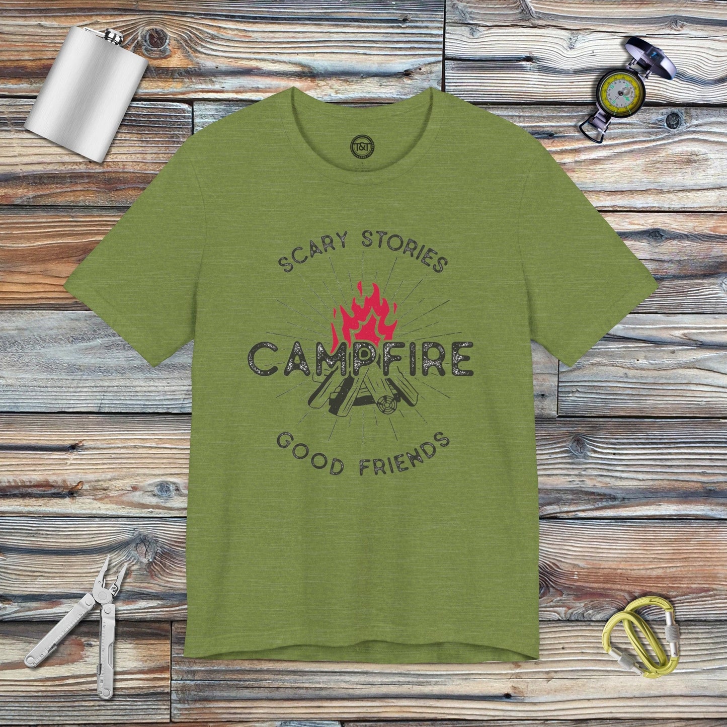 Tavern and Trail T-Shirt Campfire Tales T-Shirt Heather Green / S