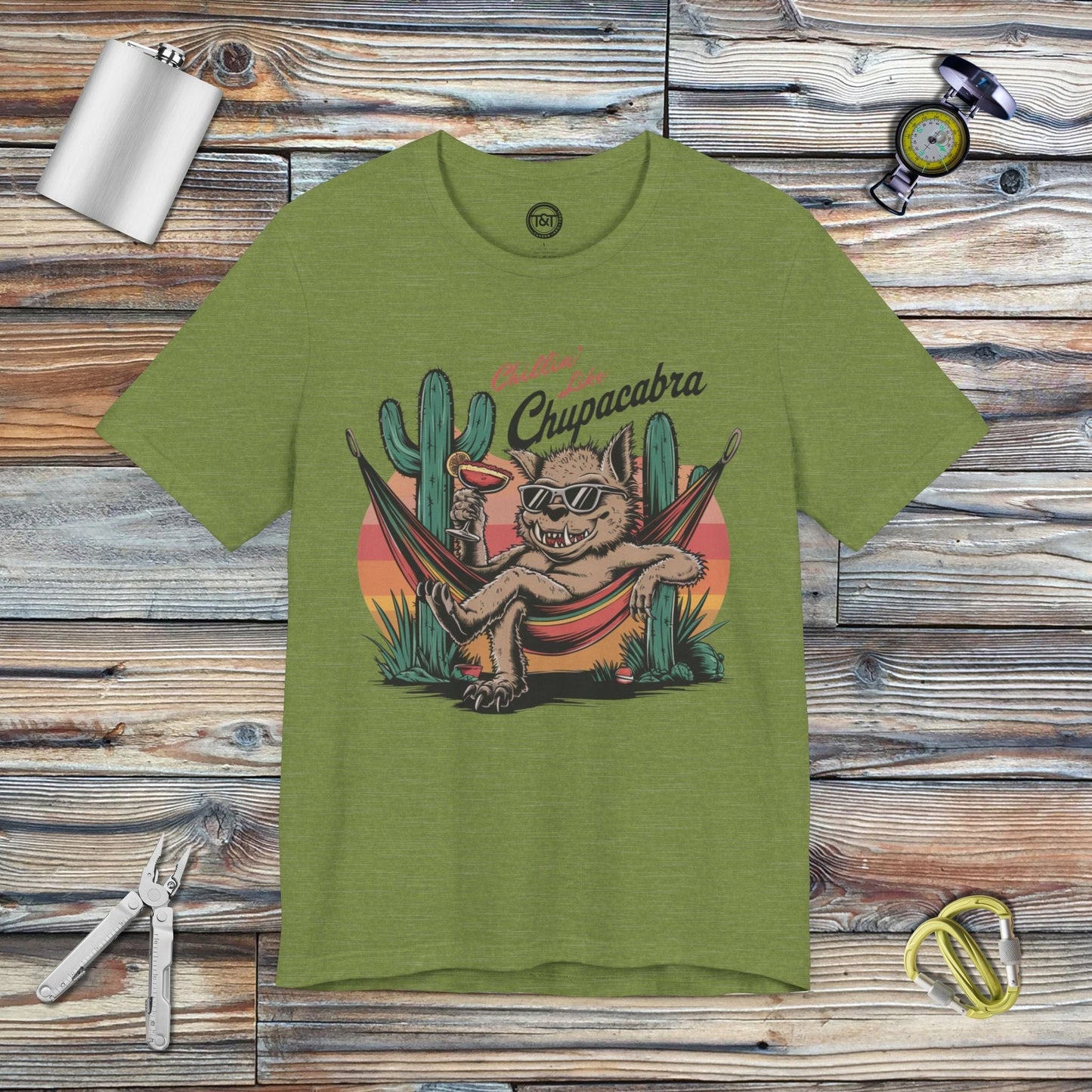 Tavern and Trail T-Shirt Chillin' Like Chupacabra T-Shirt Heather Green / S