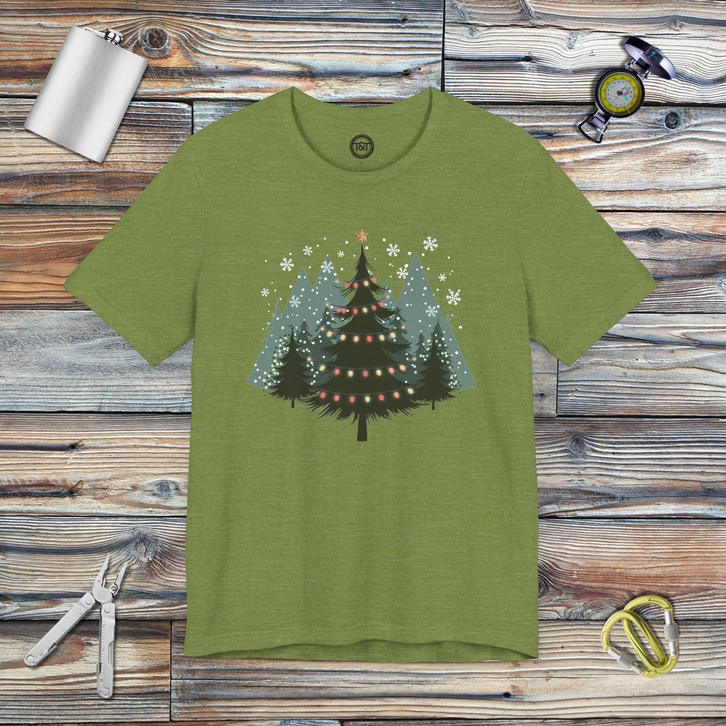 Tavern and Trail T-Shirt Christmas Tree Forest T-Shirt Heather Green / S