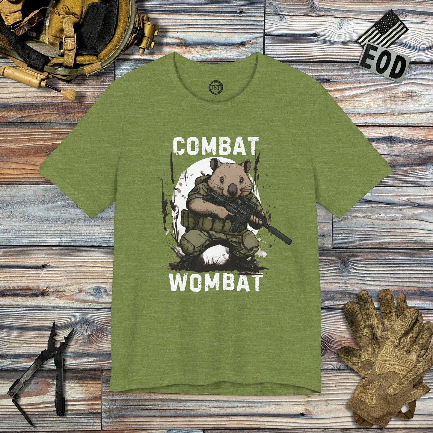 Tavern and Trail T-Shirt Combat Wombat T-Shirt Heather Green / S