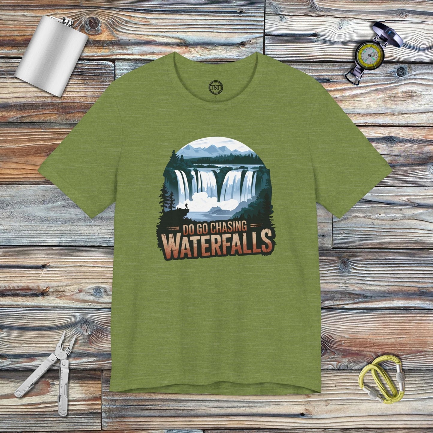 Tavern and Trail T-Shirt Do Go Chasing Waterfalls T-Shirt Heather Green / S