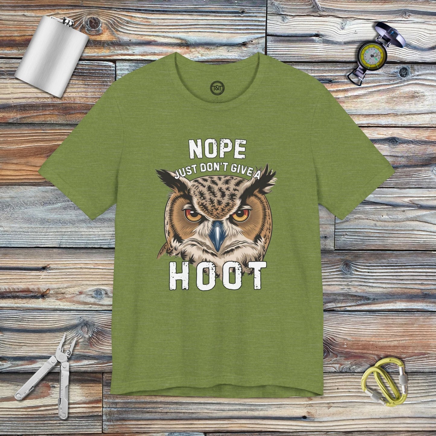 Tavern and Trail T-Shirt Don't Give a Hoot T-Shirt Heather Green / S