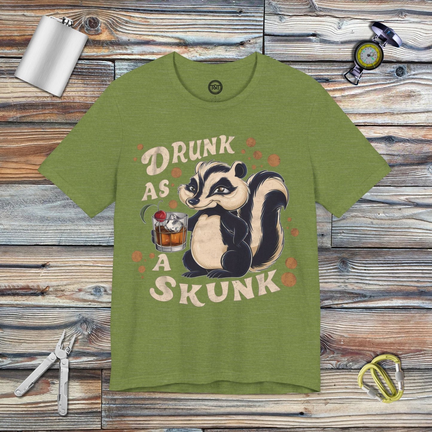 Tavern and Trail T-Shirt Drunk as a Skunk T-Shirt Heather Green / S