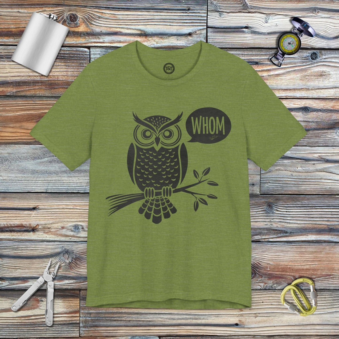 Tavern and Trail T-Shirt Grammar Owl T-Shirt Heather Green / S