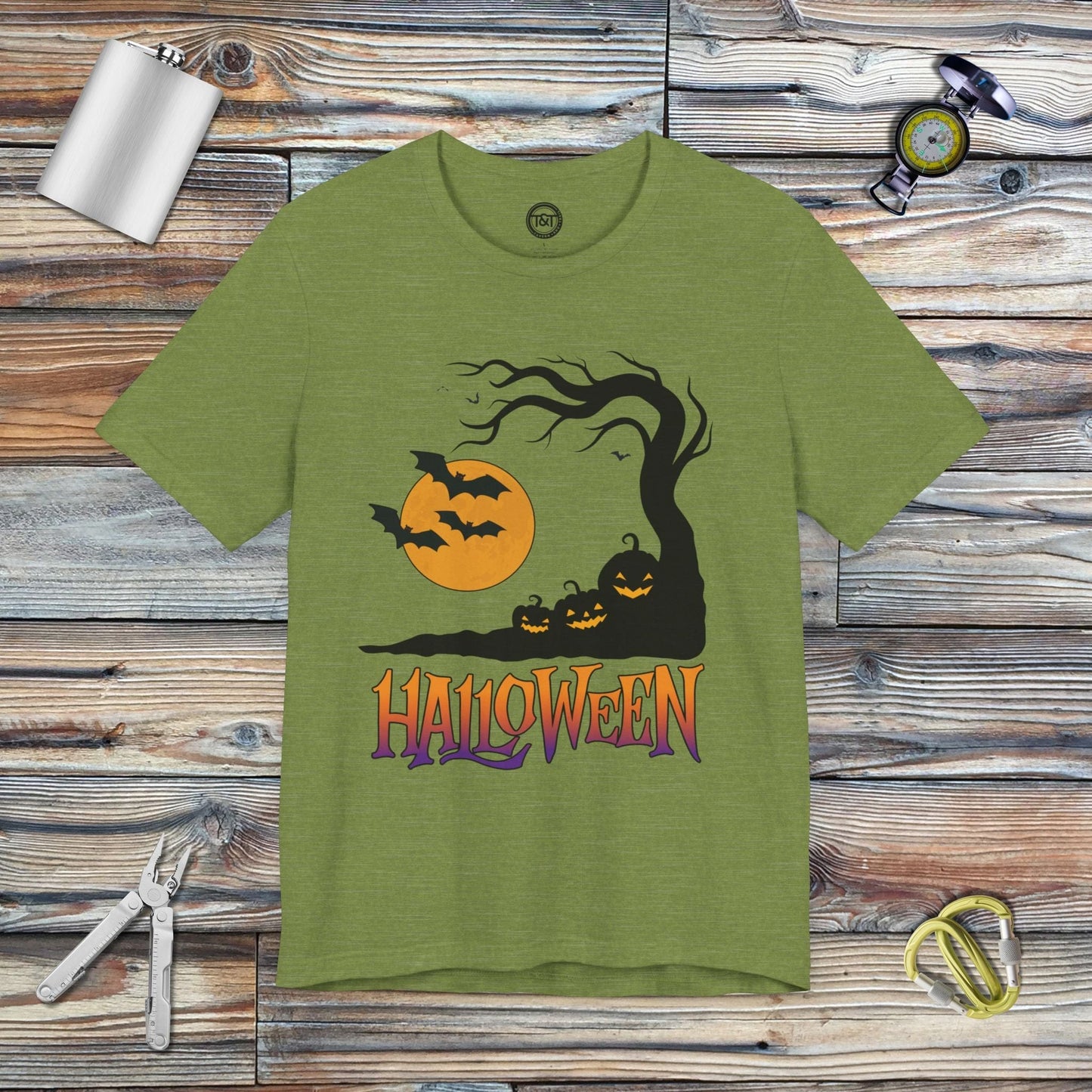 Tavern and Trail T-Shirt Halloween Tree T-Shirt Heather Green / S