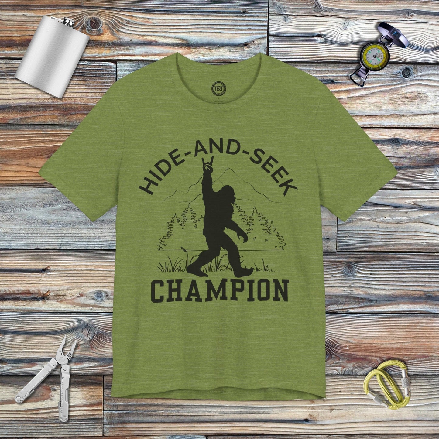 Tavern and Trail T-Shirt Hide-and-Seek Champ T-Shirt Heather Green / S