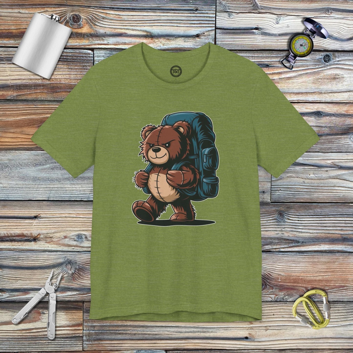 Tavern and Trail T-Shirt Hiking Teddy T-Shirt Heather Green / S