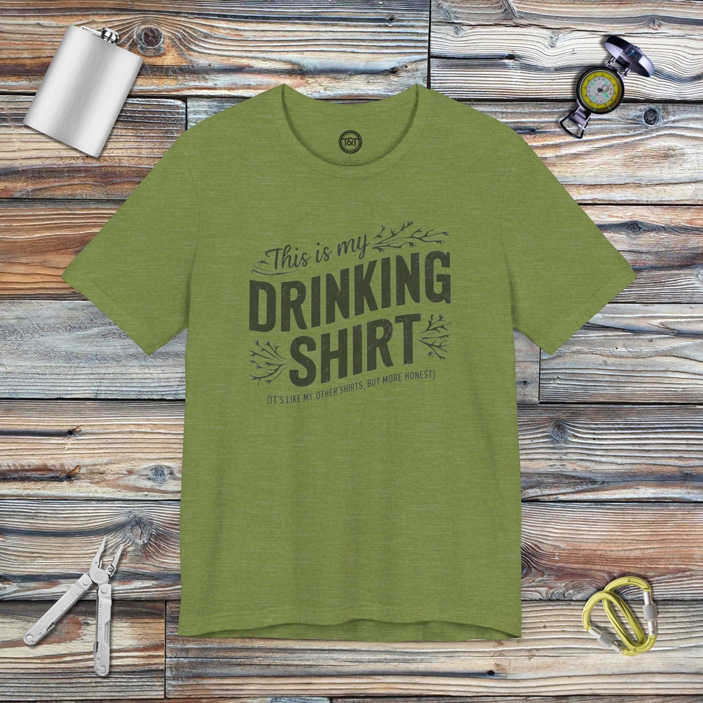 Tavern and Trail T-Shirt Honest Drinking T-Shirt Heather Green / S