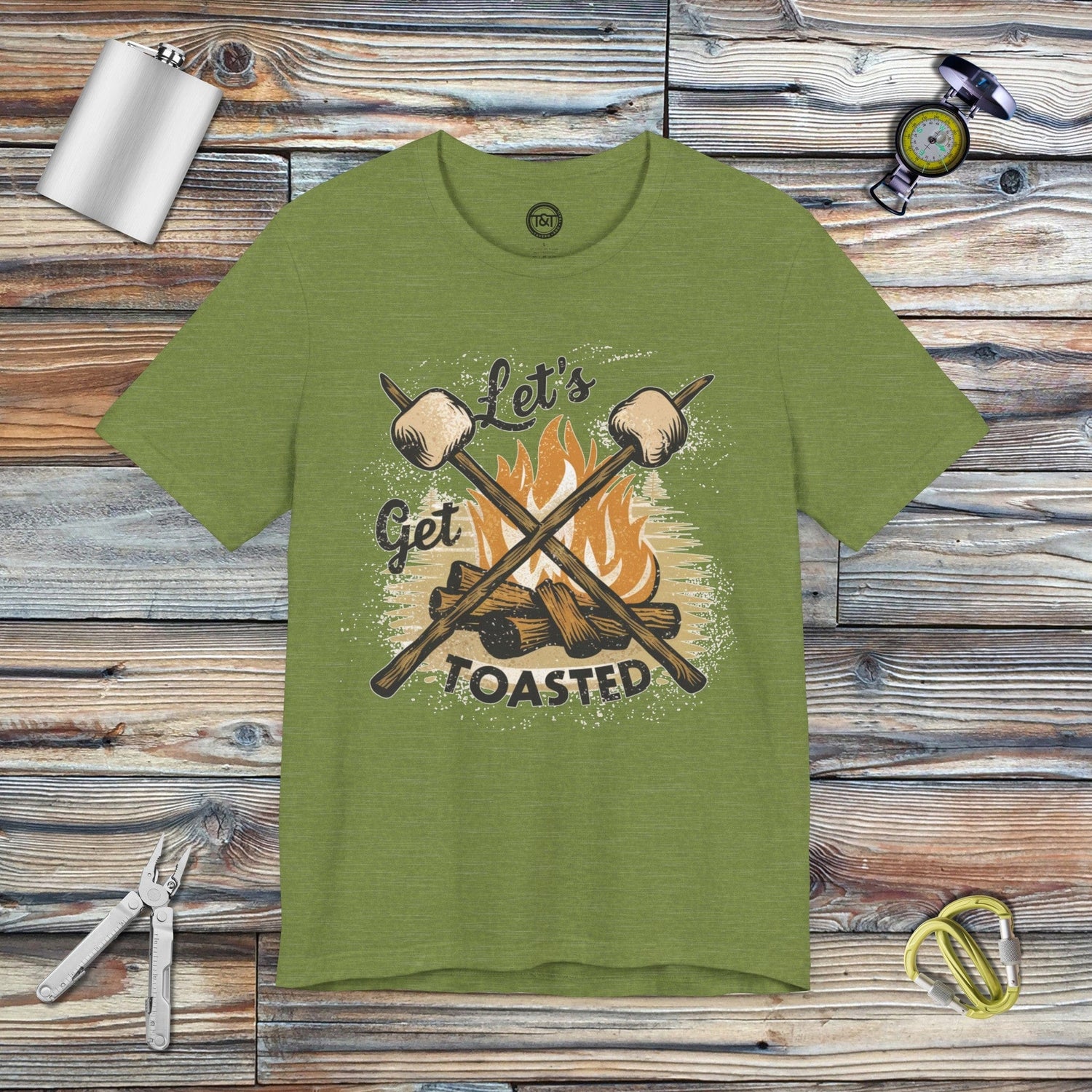 Tavern and Trail T-Shirt Let's Get Toasted T-Shirt Heather Green / S