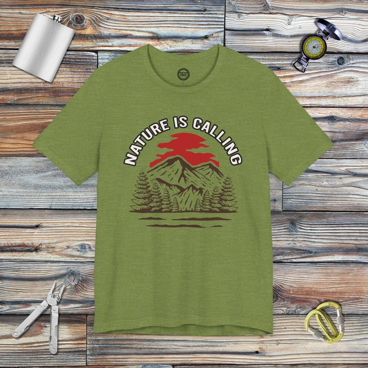 Tavern and Trail T-Shirt Nature is Calling T-Shirt Heather Green / S