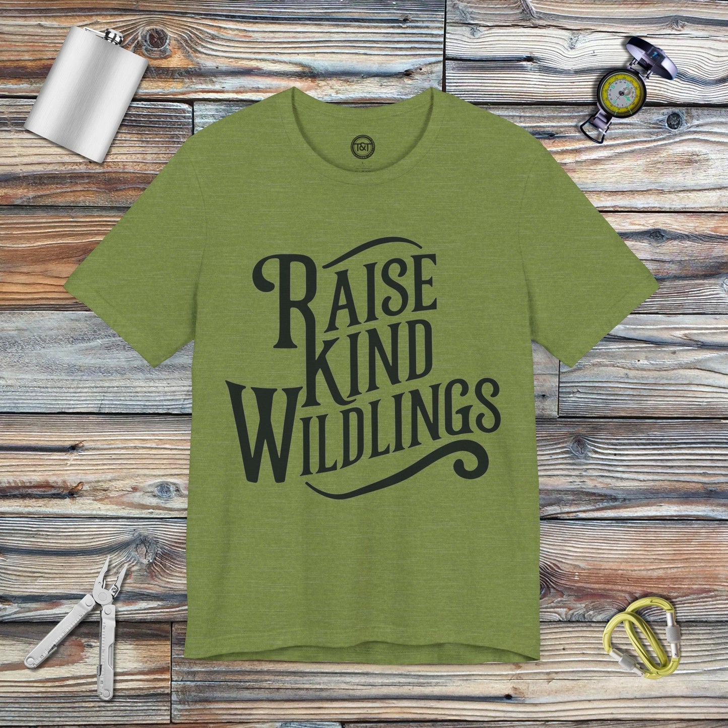 Tavern and Trail T-Shirt Raise Kind Wildlings T-Shirt Heather Green / S