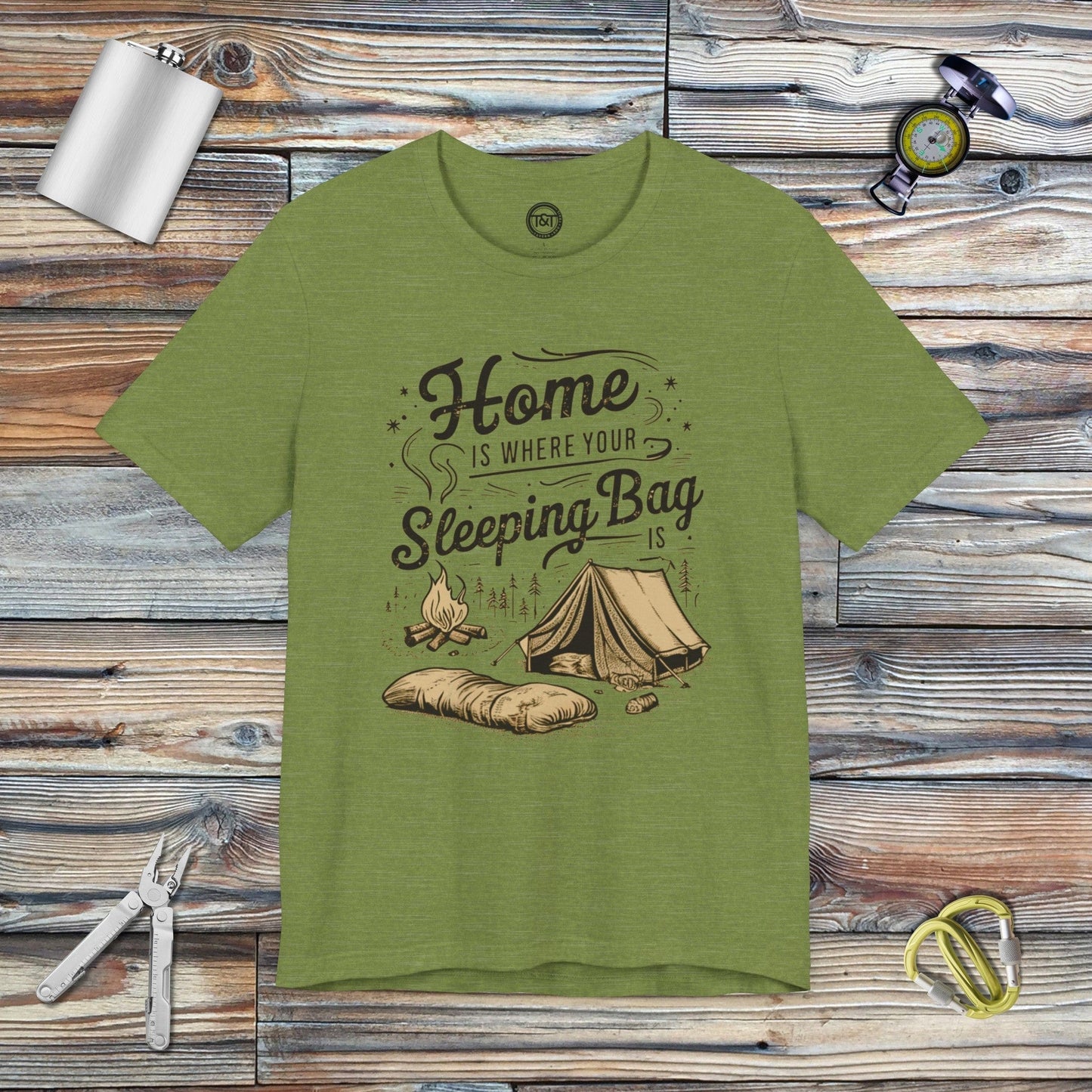 Tavern and Trail T-Shirt Sleeping Bag T-Shirt Heather Green / S