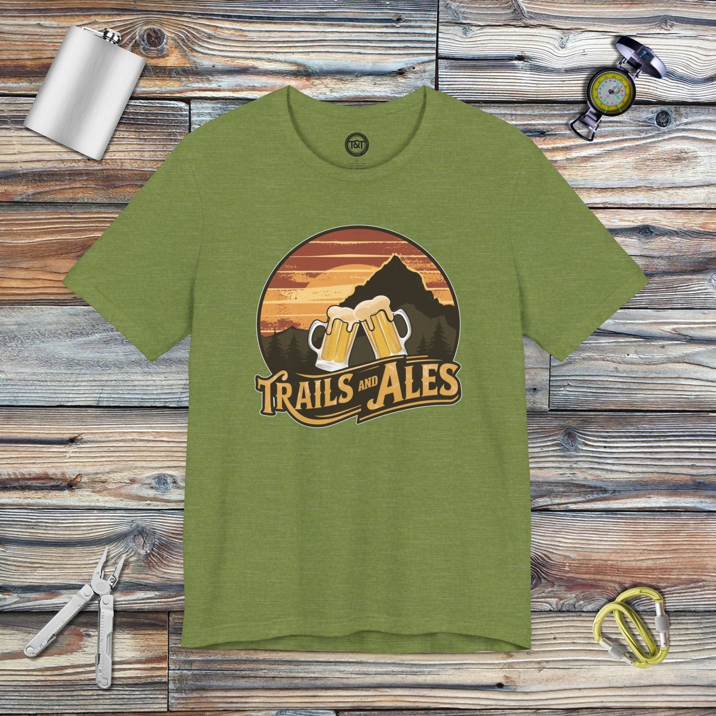 Tavern and Trail T-Shirt Trails and Ales T-Shirt Heather Green / S