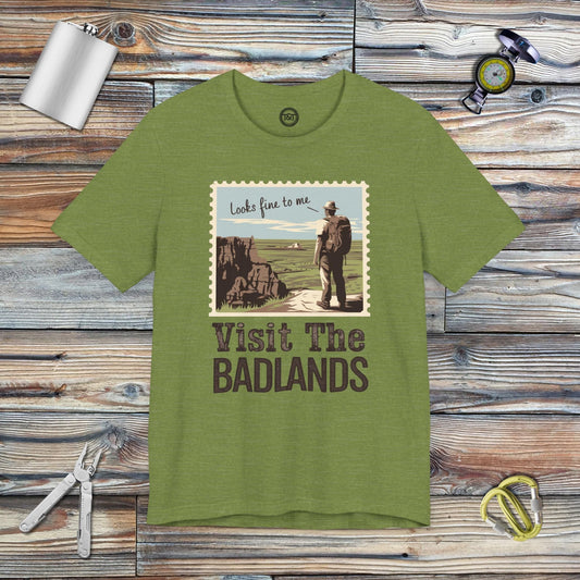 Tavern and Trail T-Shirt Visit the Badlands T-Shirt Heather Green / S