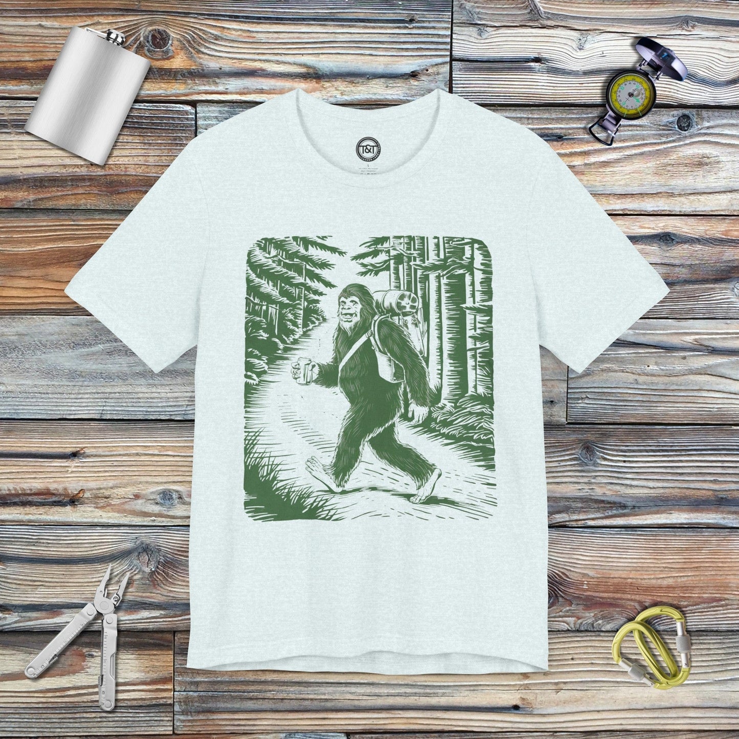 Tavern and Trail T-Shirt Bigfoot Brewski T-Shirt Heather Ice Blue / S