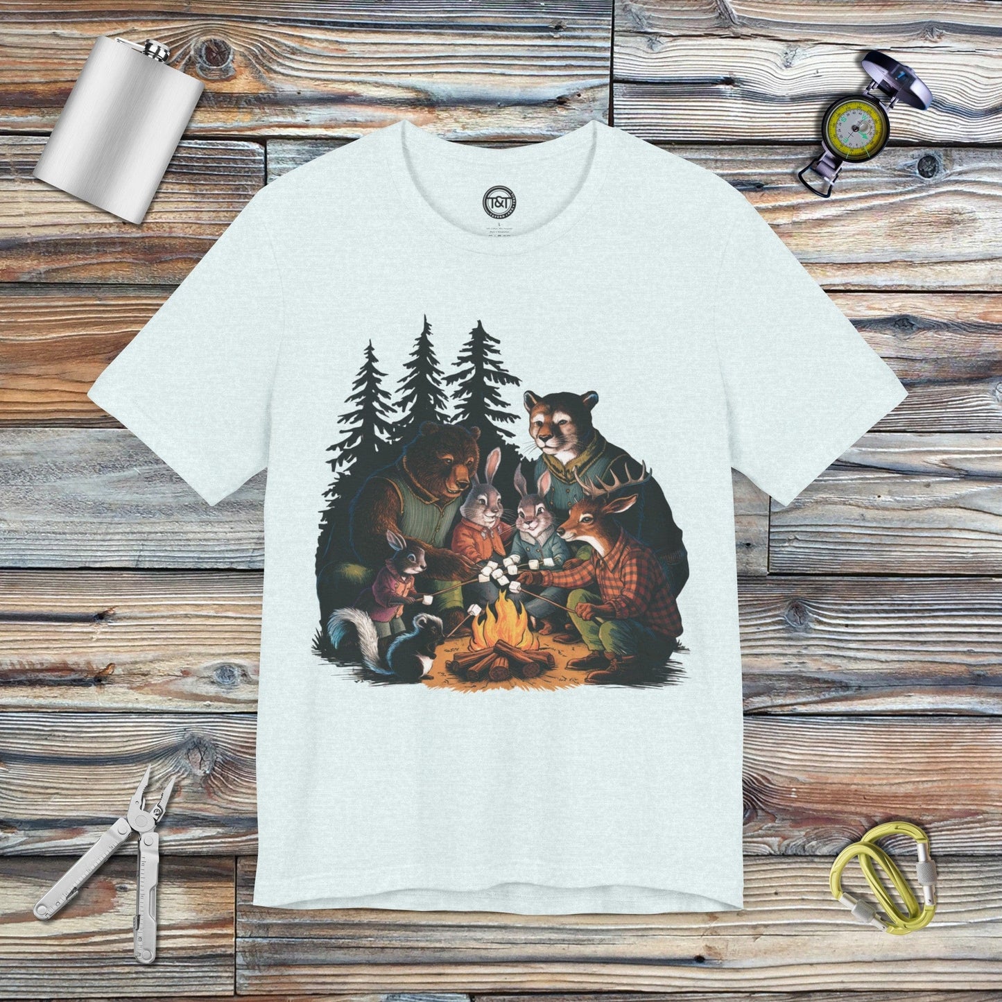 Tavern and Trail T-Shirt Campfire Tails T-Shirt Heather Ice Blue / S