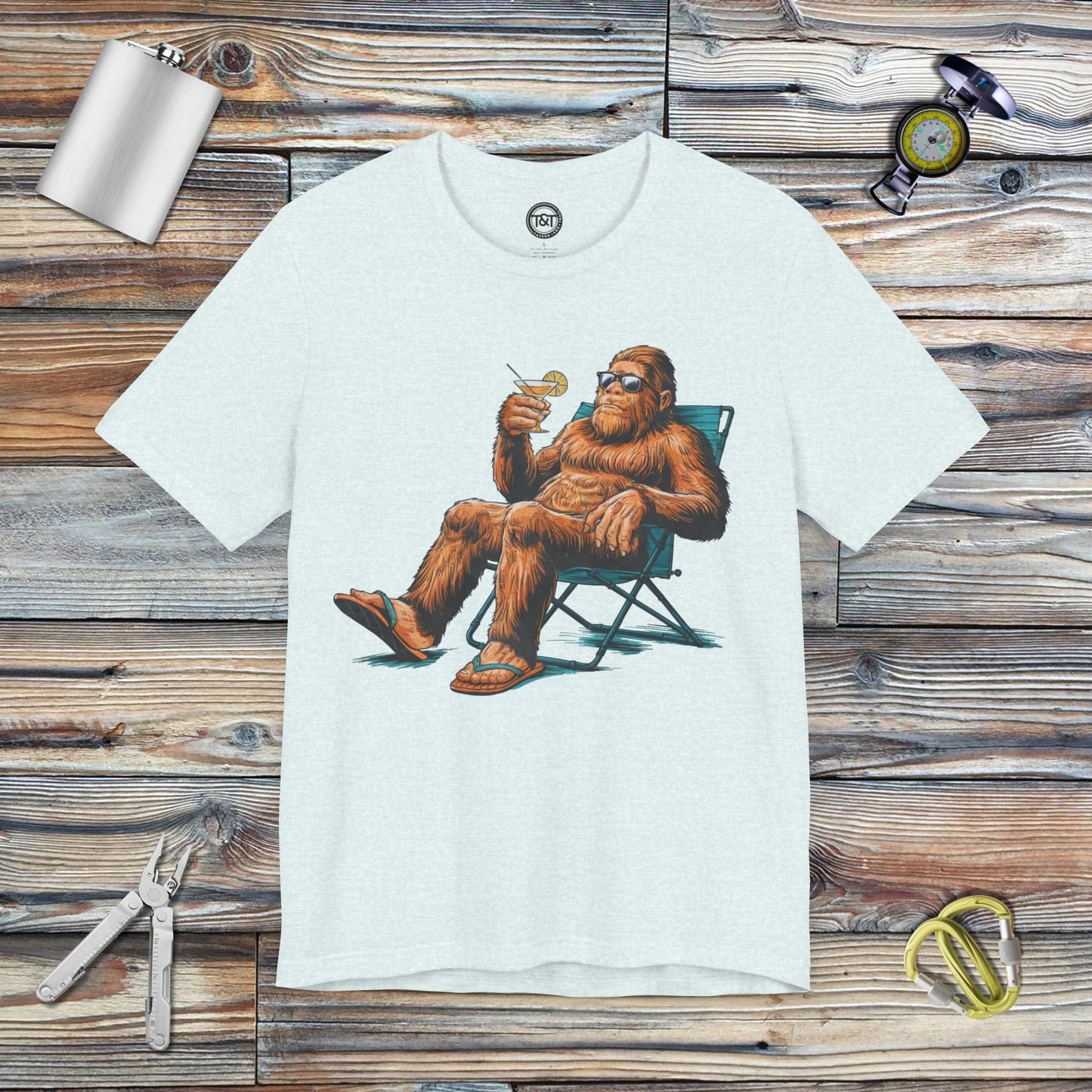 Tavern and Trail T-Shirt Chillin' with Sasquatch T-Shirt Heather Ice Blue / S