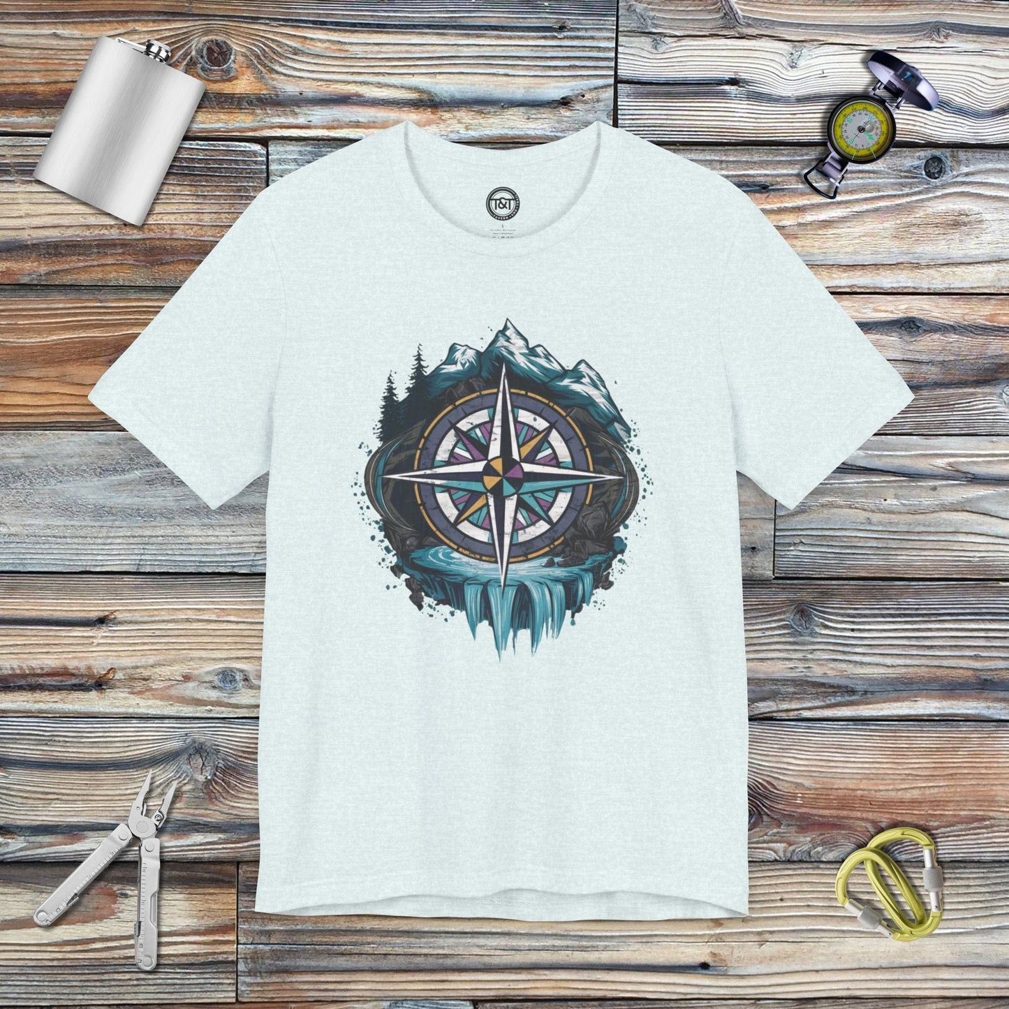 Tavern and Trail T-Shirt Compass Rose T-Shirt Heather Ice Blue / S