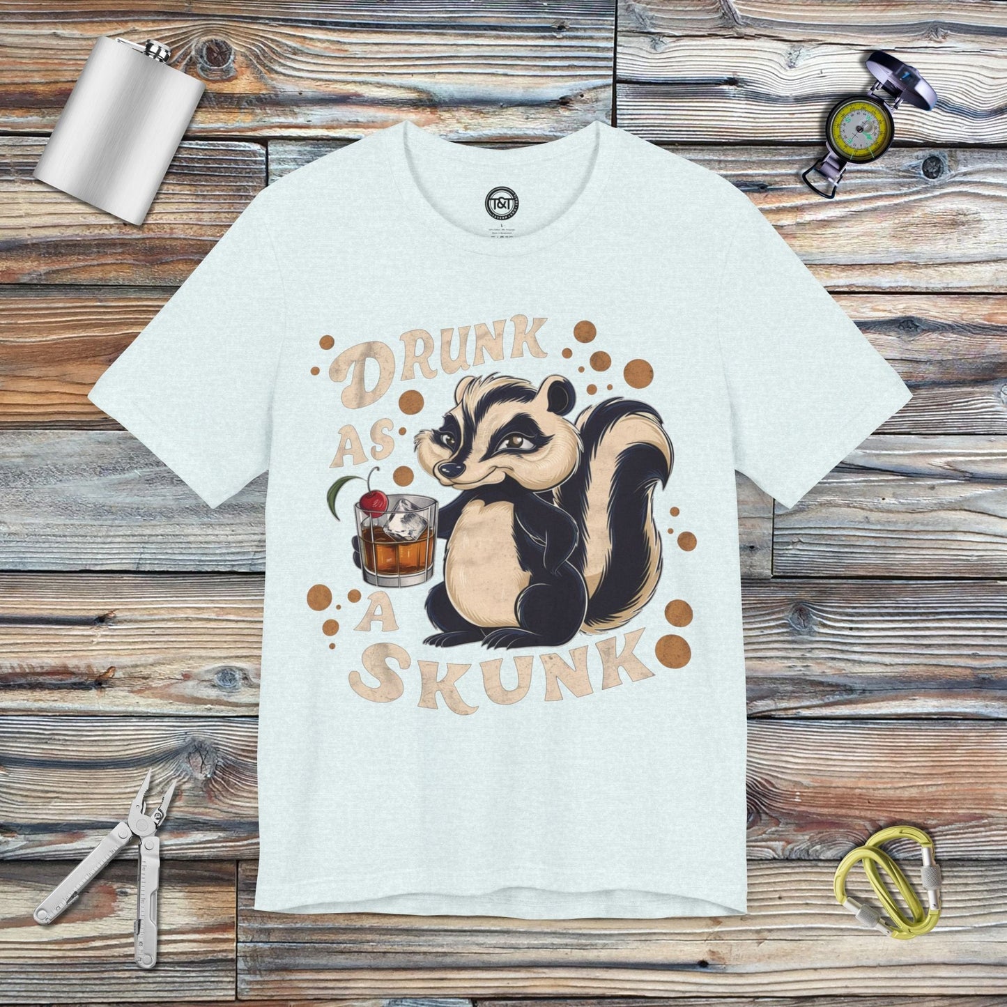 Tavern and Trail T-Shirt Drunk as a Skunk T-Shirt Heather Ice Blue / S