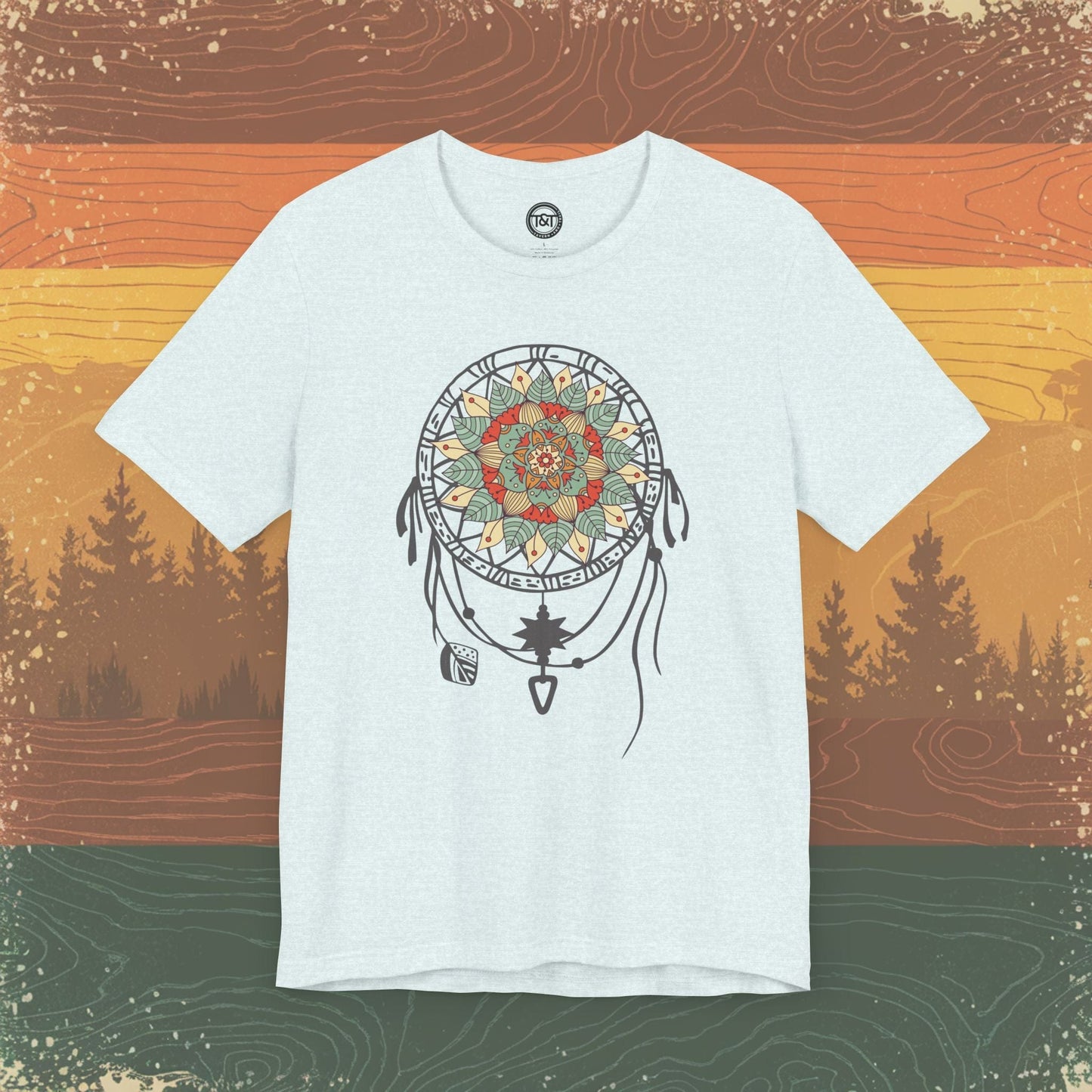 Tavern and Trail T-Shirt Mandala Dream Catcher (Gen 1) T-Shirt Heather Ice Blue / S
