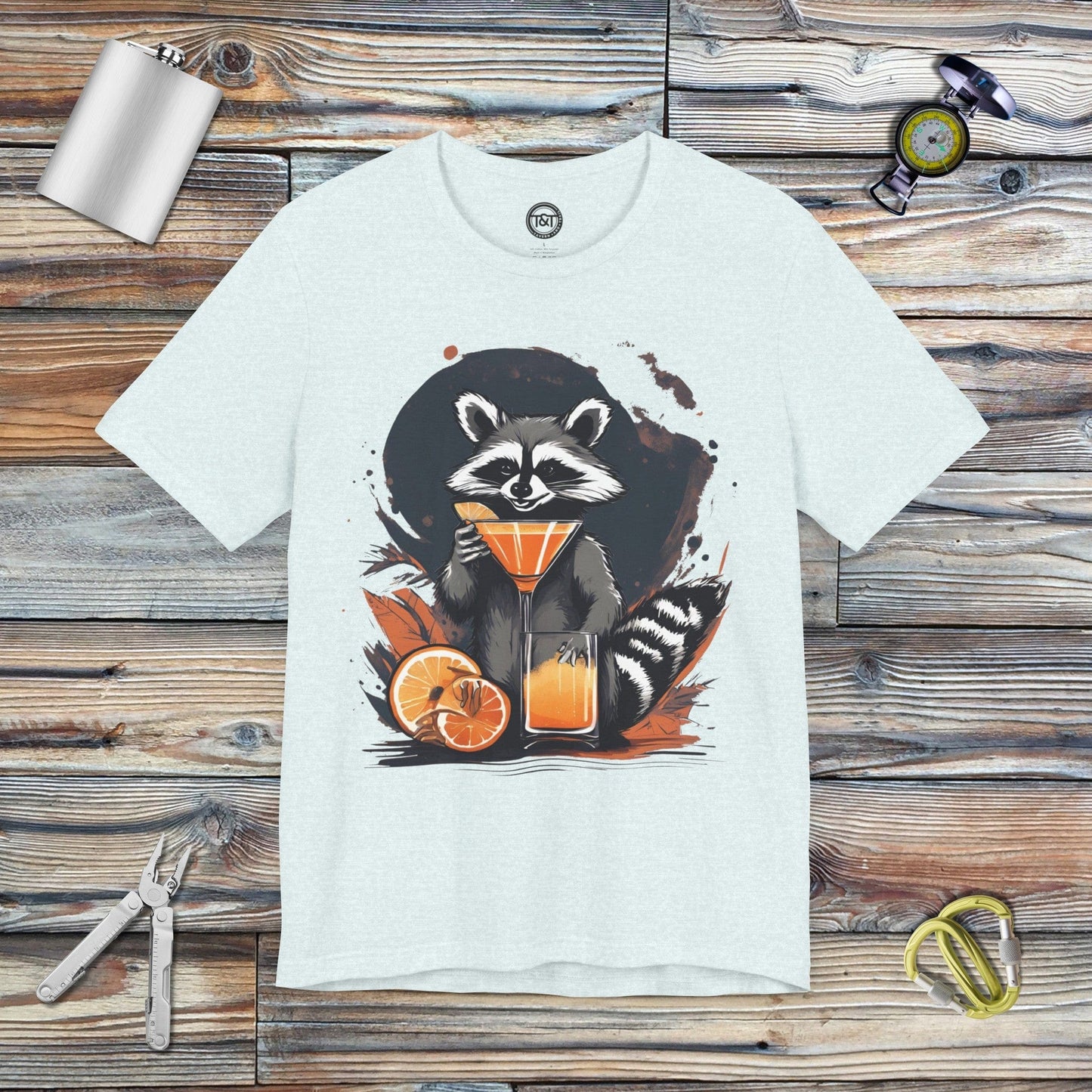 Tavern and Trail T-Shirt Racoon Cosmo T-Shirt Heather Ice Blue / S